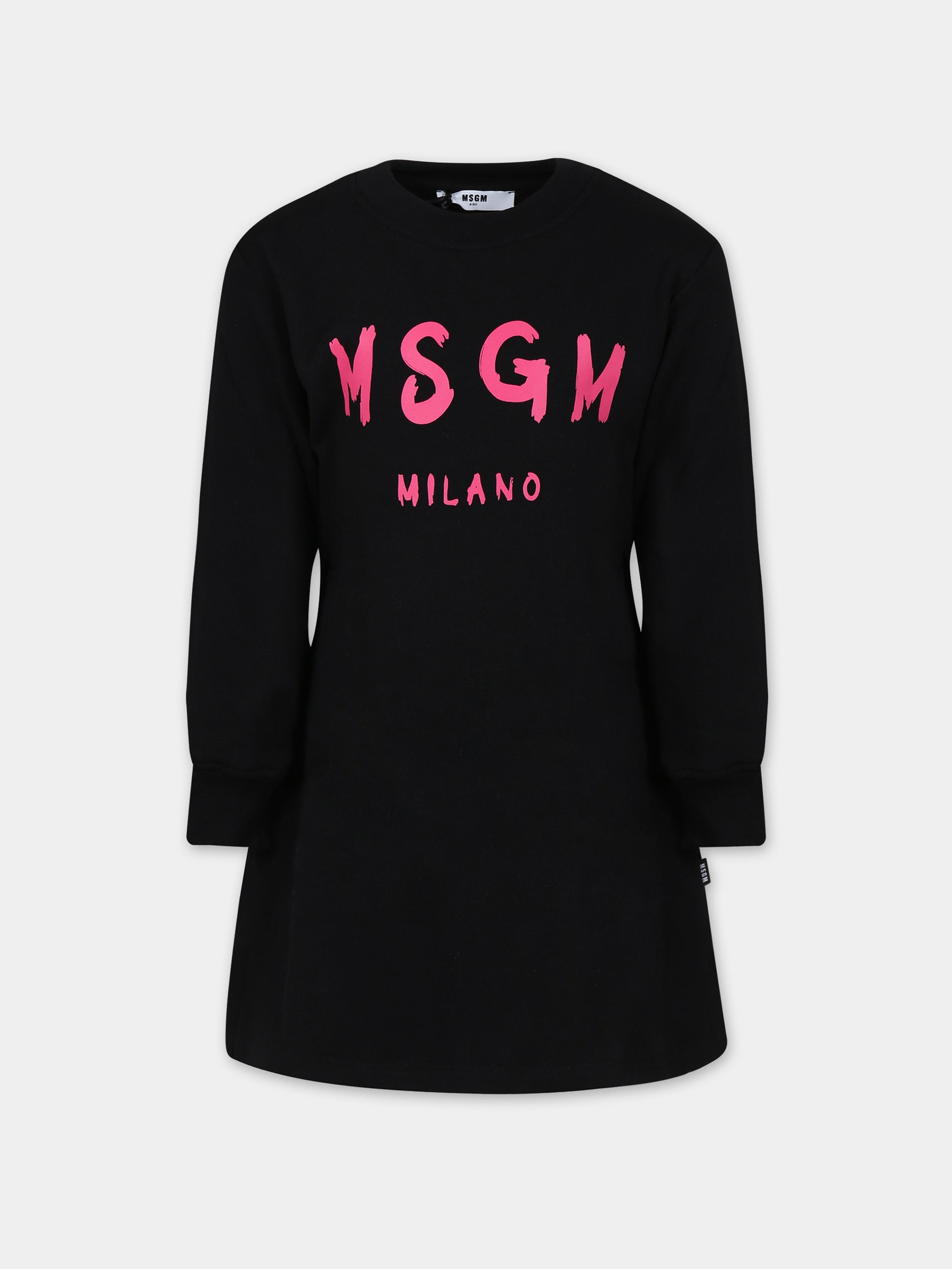 Vestito nero per bambina con logo,Msgm Kids,F3MSJGDR031 110/02