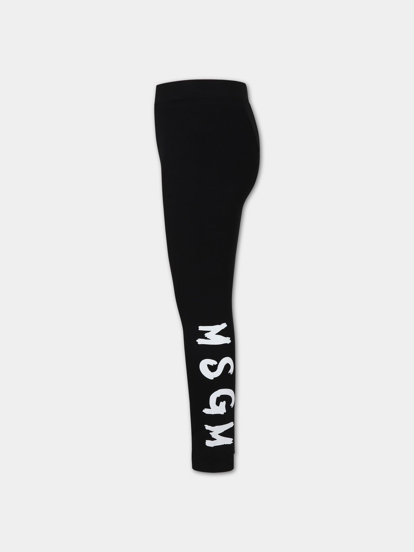 Leggings neri per bambina con logo,Msgm Kids,F3MSJGLG029 110