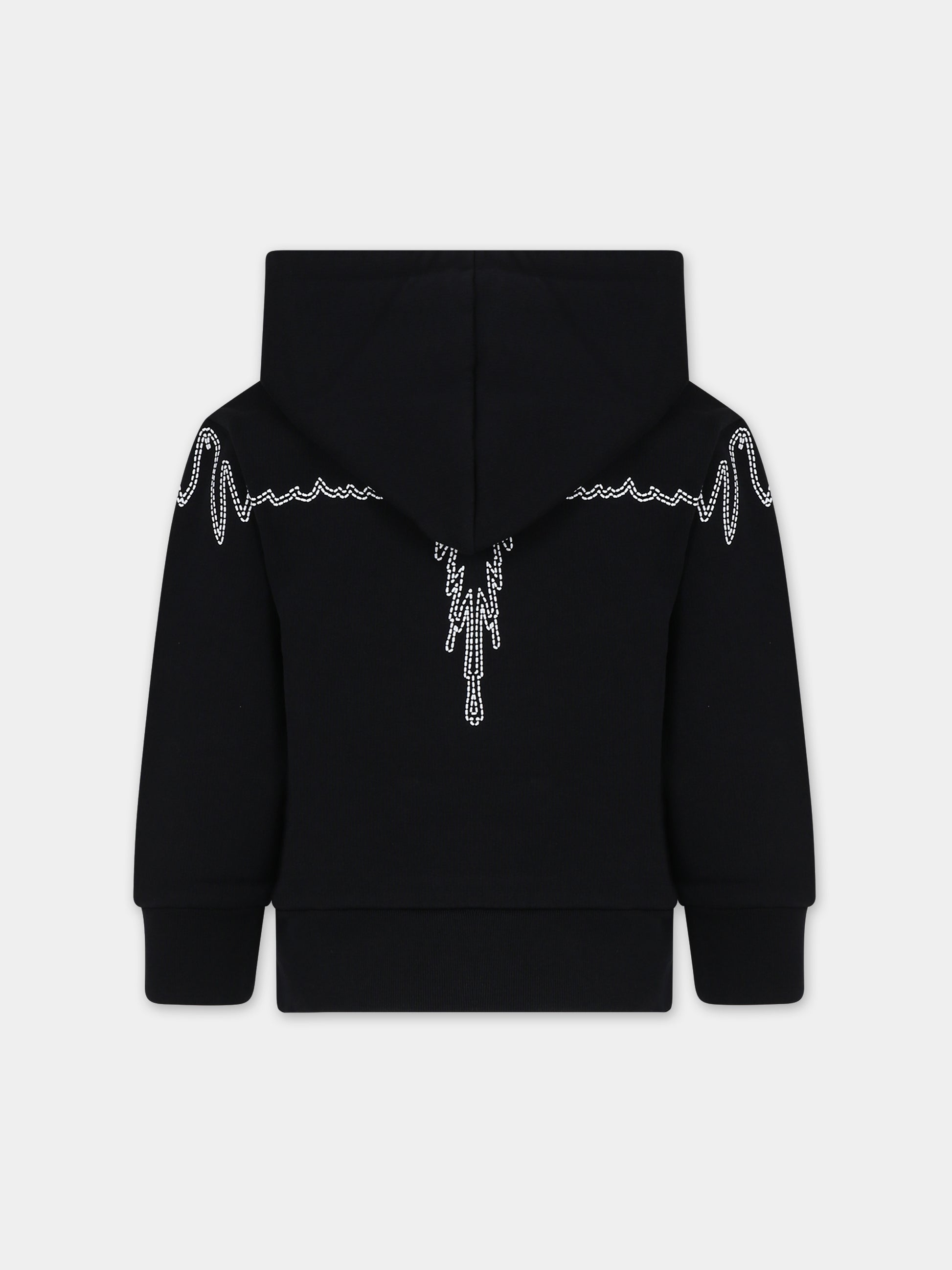 Felpa nera per bambino con ali,Marcelo Burlon Kids,CBBB001F23FLE0041001