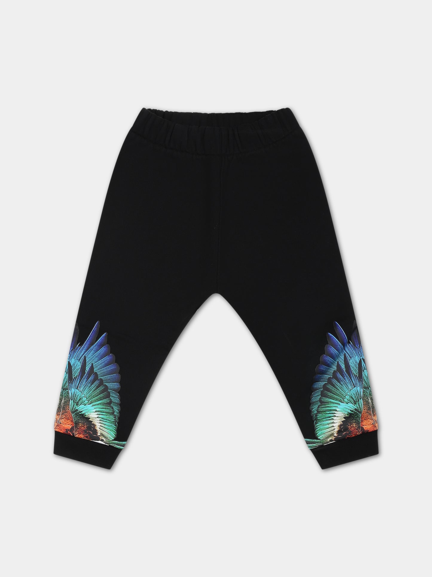 Pantaloni neri per neonato con ali,Marcelo Burlon Kids,CBXD001F23FLE0011045