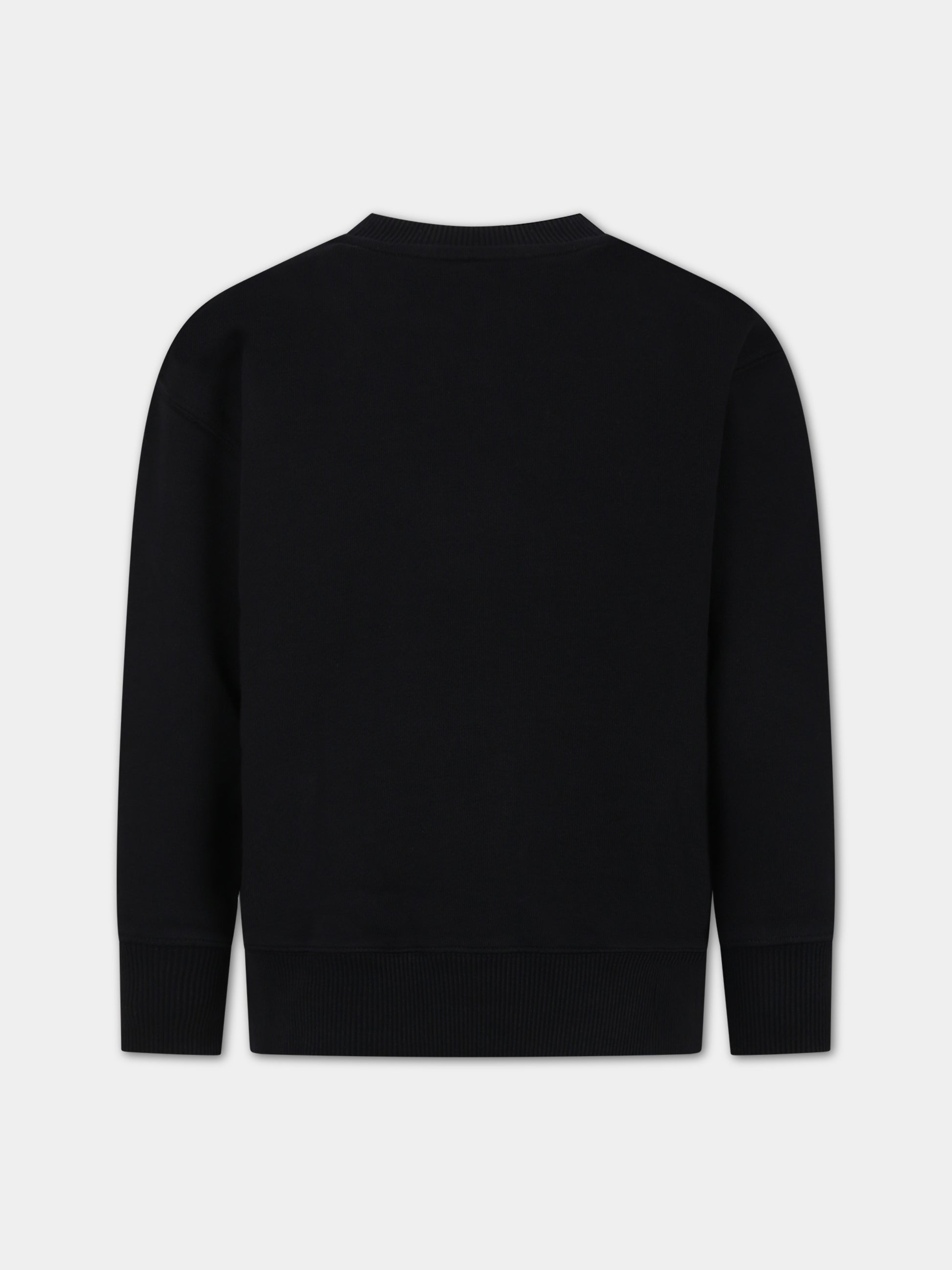 Felpa nera per bambini con logo,Off White,OBBA001F23FLE0081001