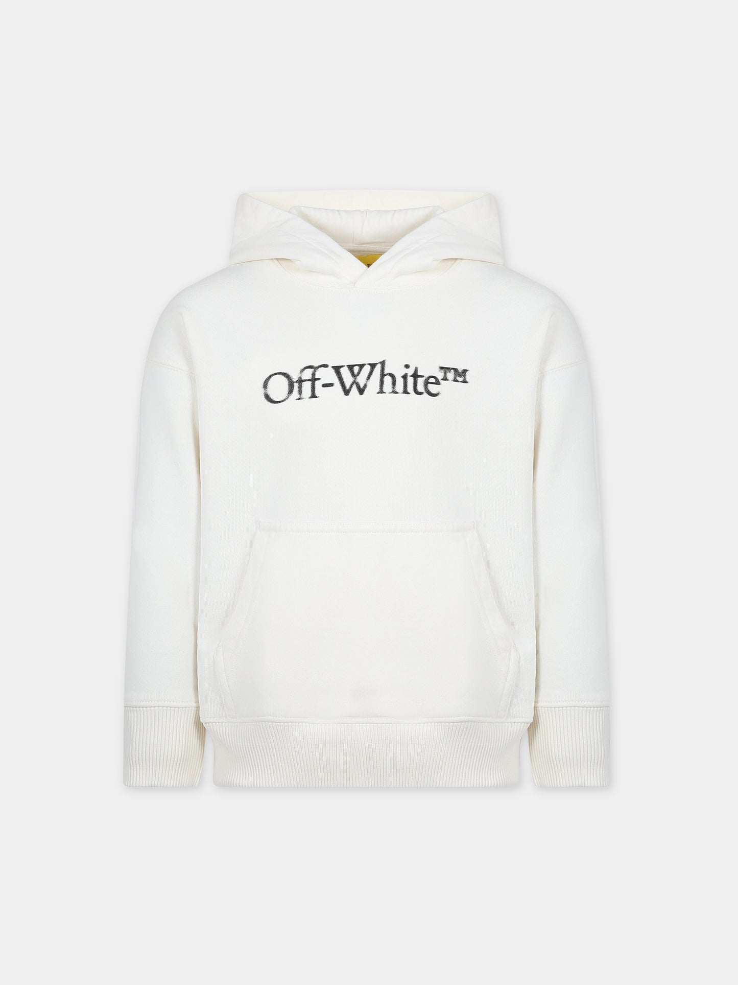 Felpa bianca per bambini con logo,Off White,OBBB001F23FLE0010310