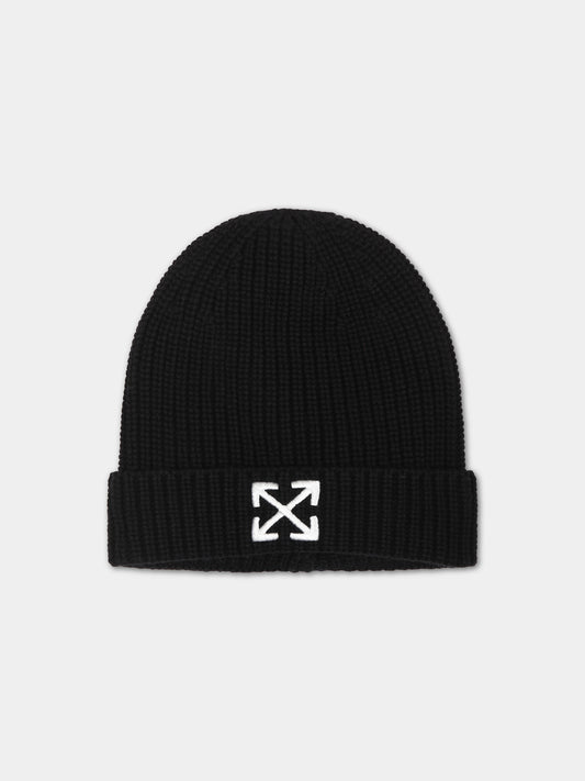 Cappello nero per bambini,Off White,OBLC001F23KNI0011001