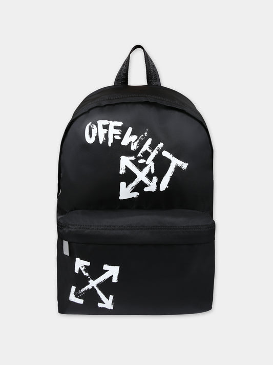 Zaino nero per bambini con logo,Off White,OBNB001F23FAB0061001