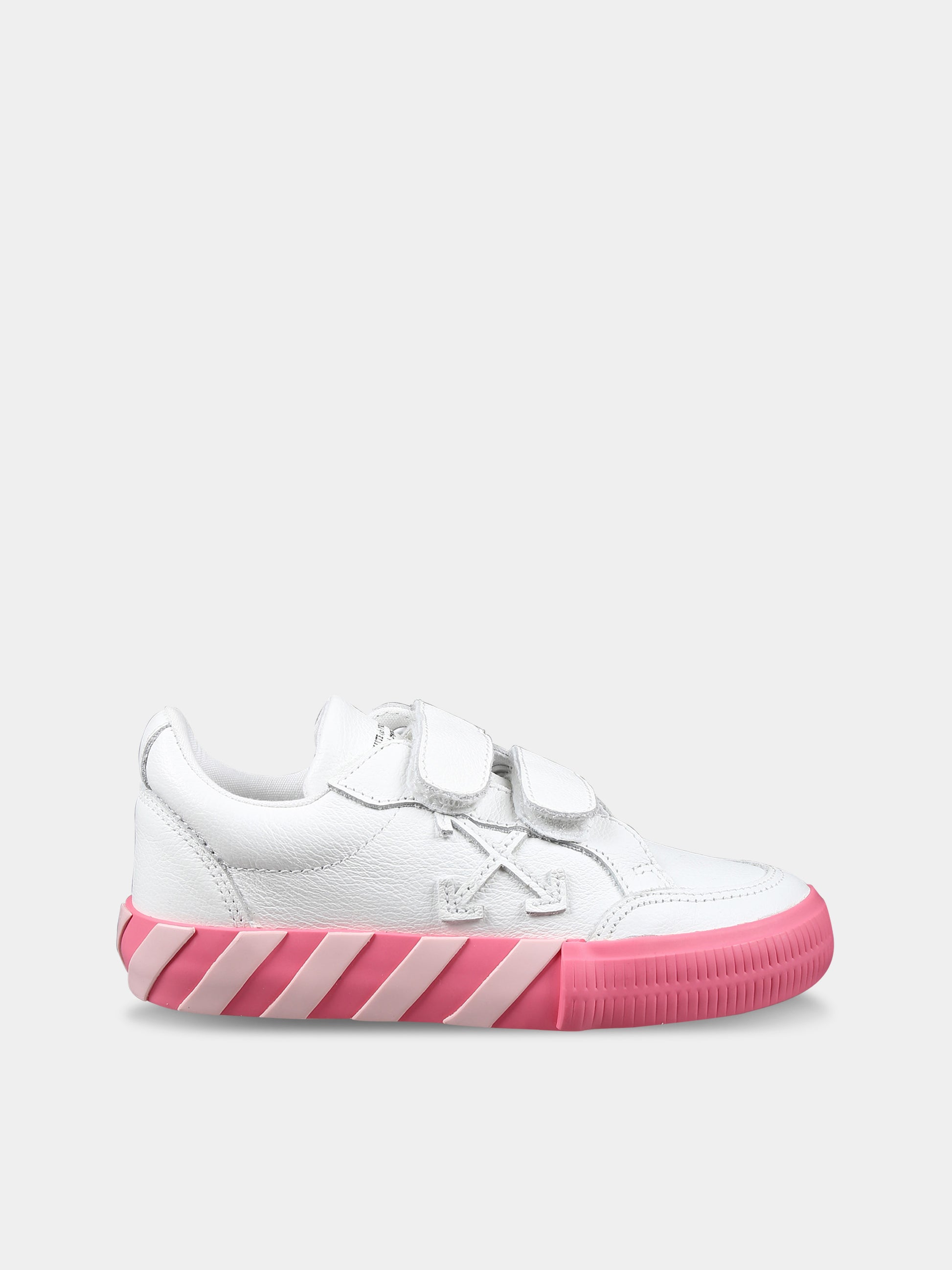 Sneakers basse bianche per bambina con iconica freccia,Off White,OGIA003F23LEA0010130