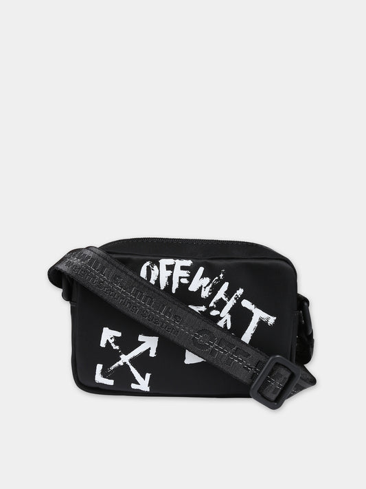 Borsa nera per bambina con logo,Off White,OGNX002F23FAB0011010
