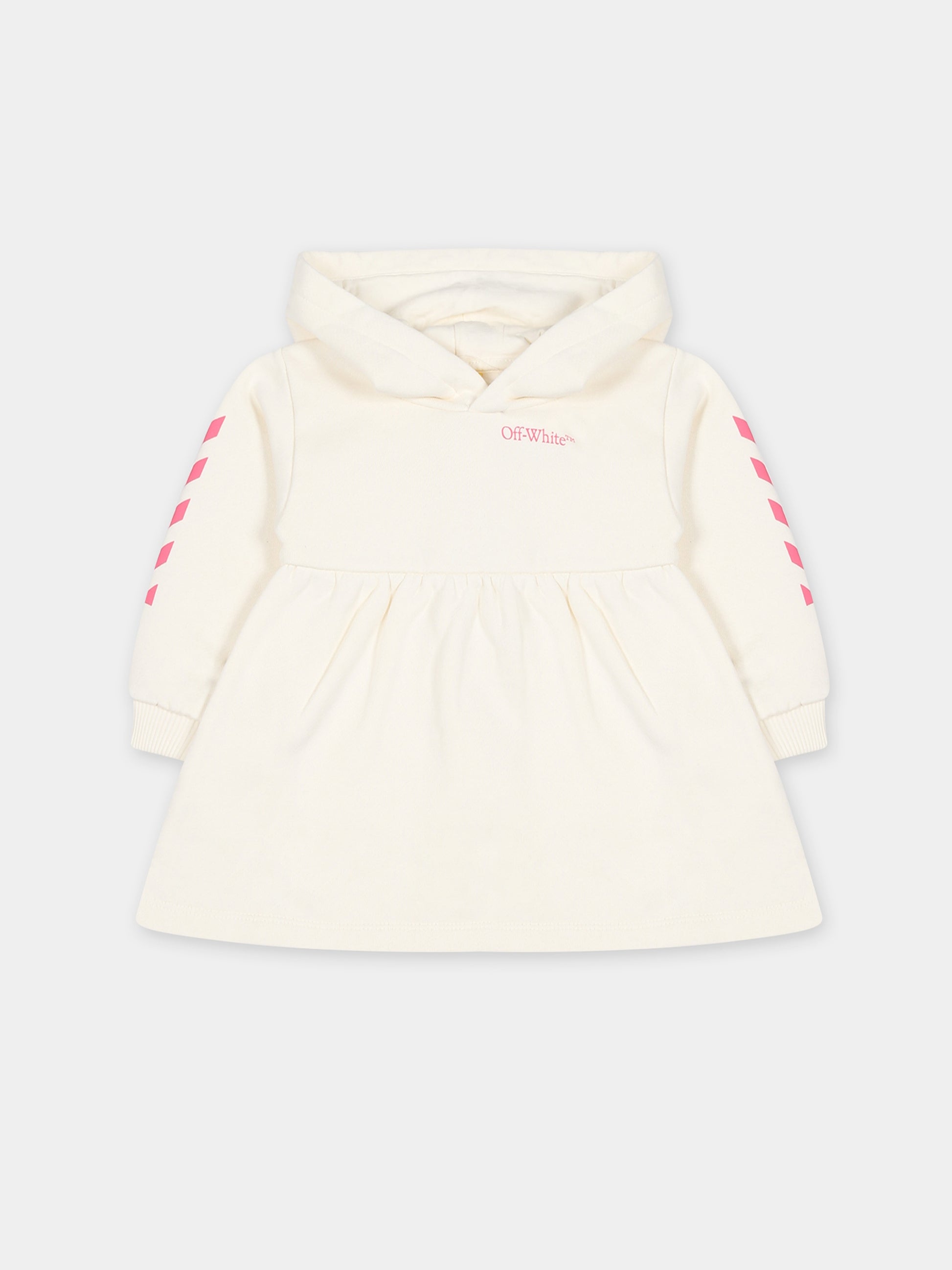 Vestito bianco per neonata con logo,Off White,OGXU002F23FLE0010332