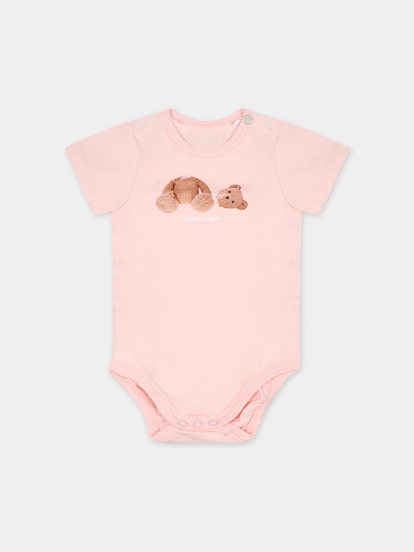 Set rosa per neonata con orso,Palm Angels,PG2X008F23JER0013360