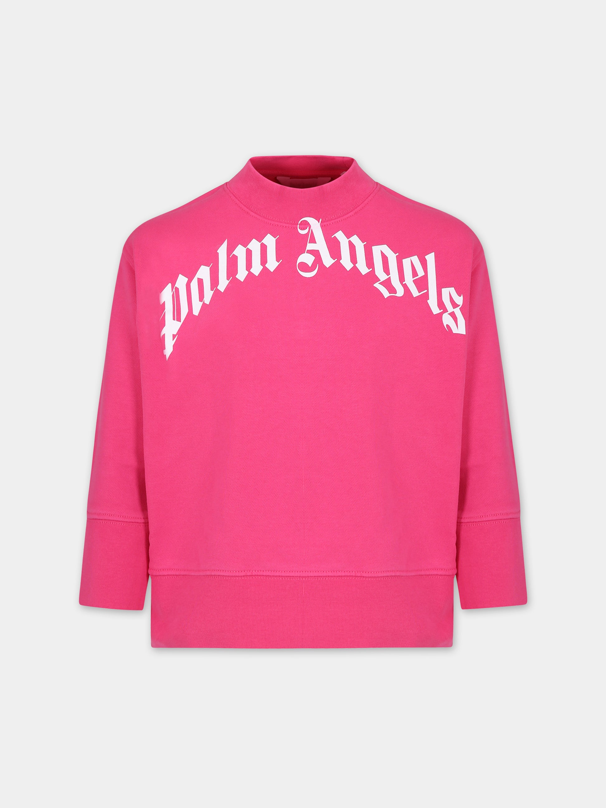 Felpa fucsia per bambina con logo,Palm Angels,PGBA002C99FLE0023201