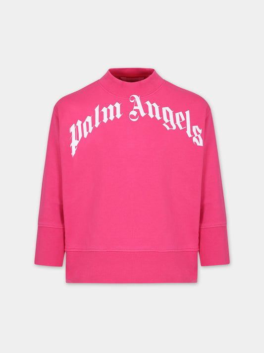 Felpa fucsia per bambina con logo,Palm Angels,PGBA002C99FLE0023201
