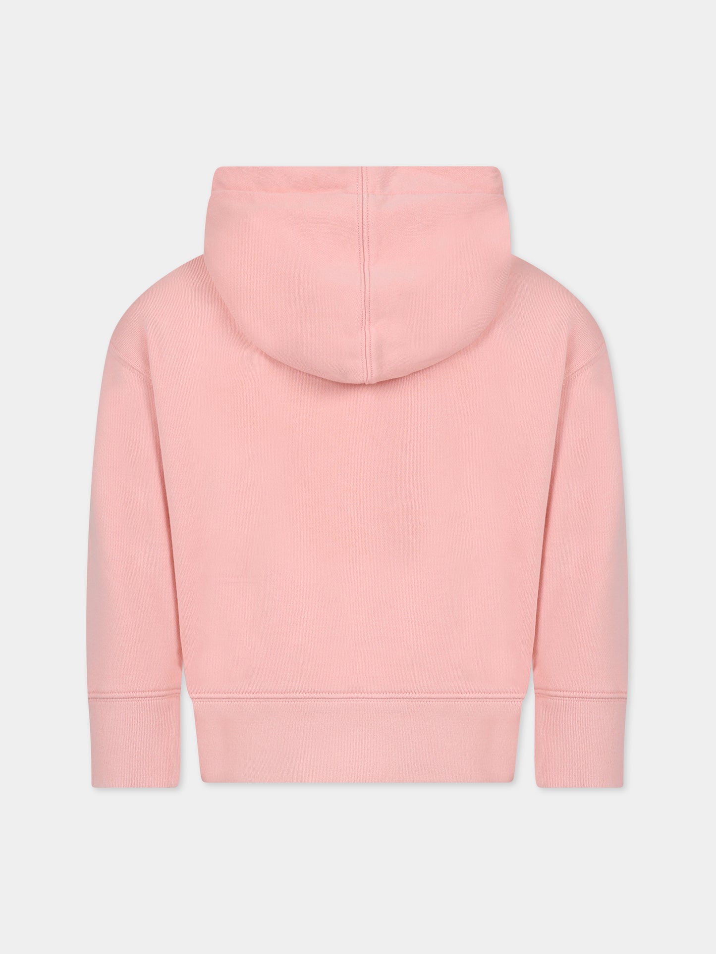 Felpa rosa per bambina con orso e logo,Palm Angels,PGBB001C99FLE0013060