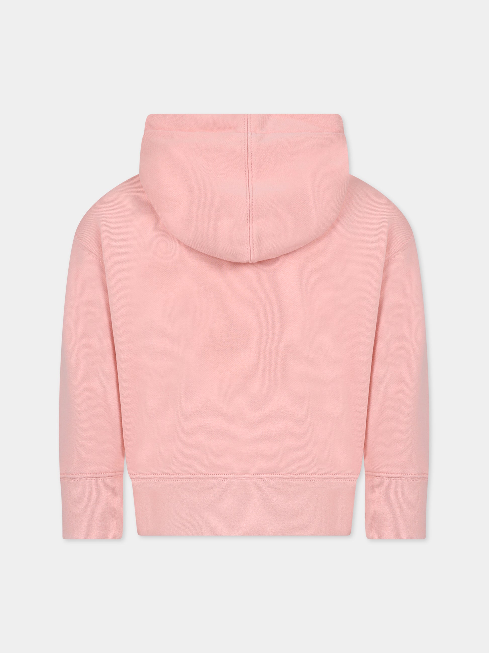 Felpa rosa per bambina con orso e logo,Palm Angels,PGBB001C99FLE0013060