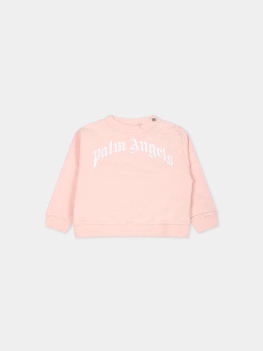 Felpa rosa per neonata con logo,Palm Angels,PGXC001F23FLE0033301