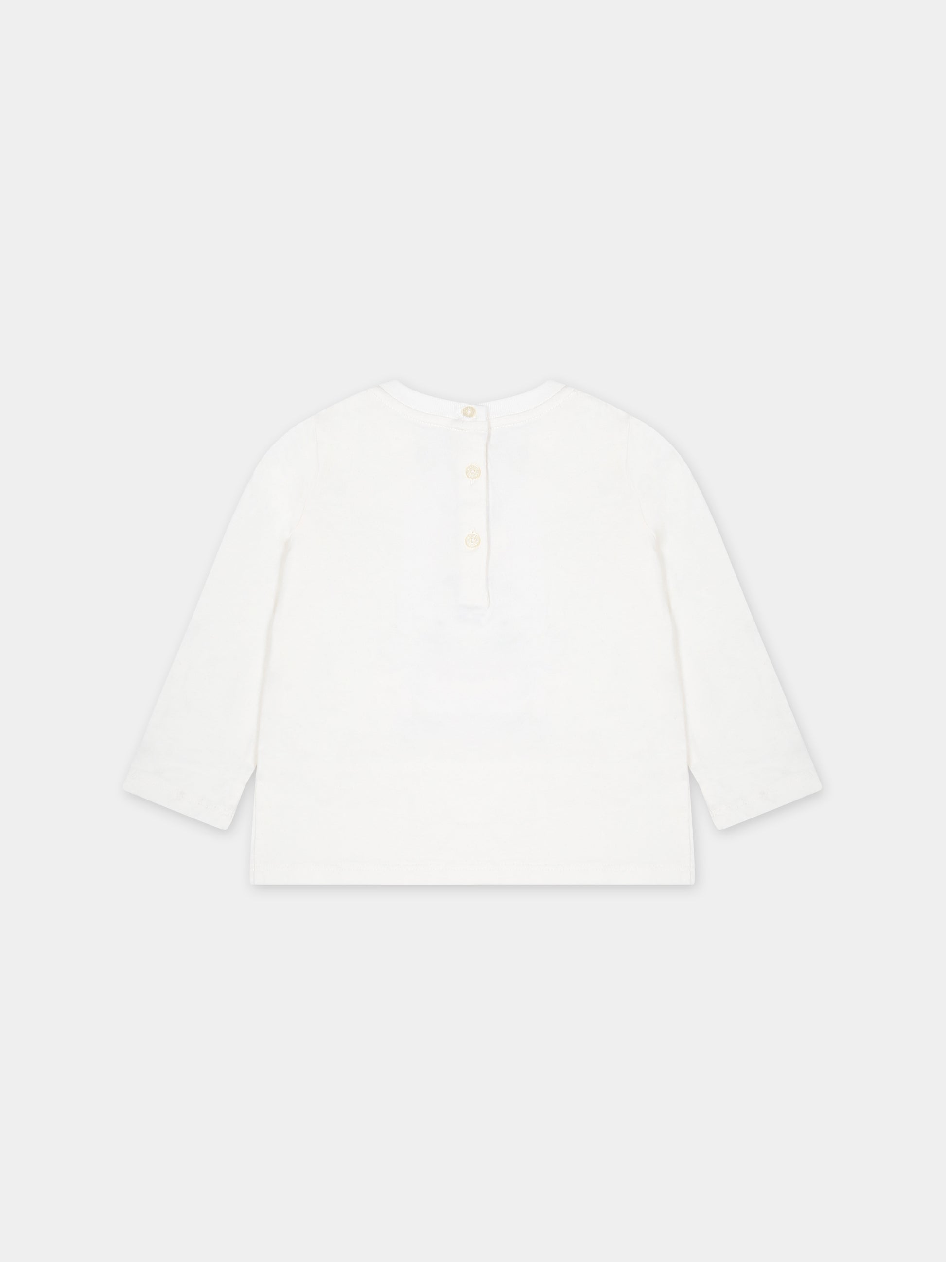 T-shirt avorio per neonata con orso e logo,Ralph Lauren Kids,920452001