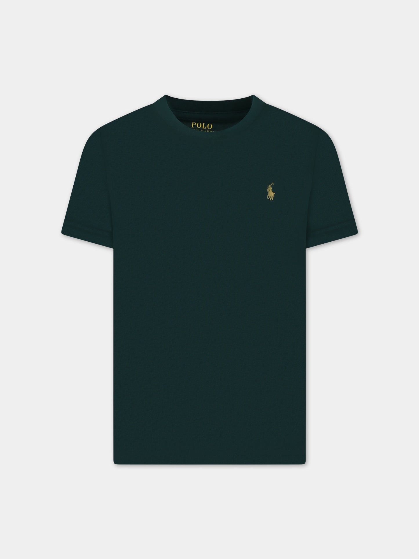 T-shirt verde per bambino con logo,Ralph Lauren Kids,832904117/832904121