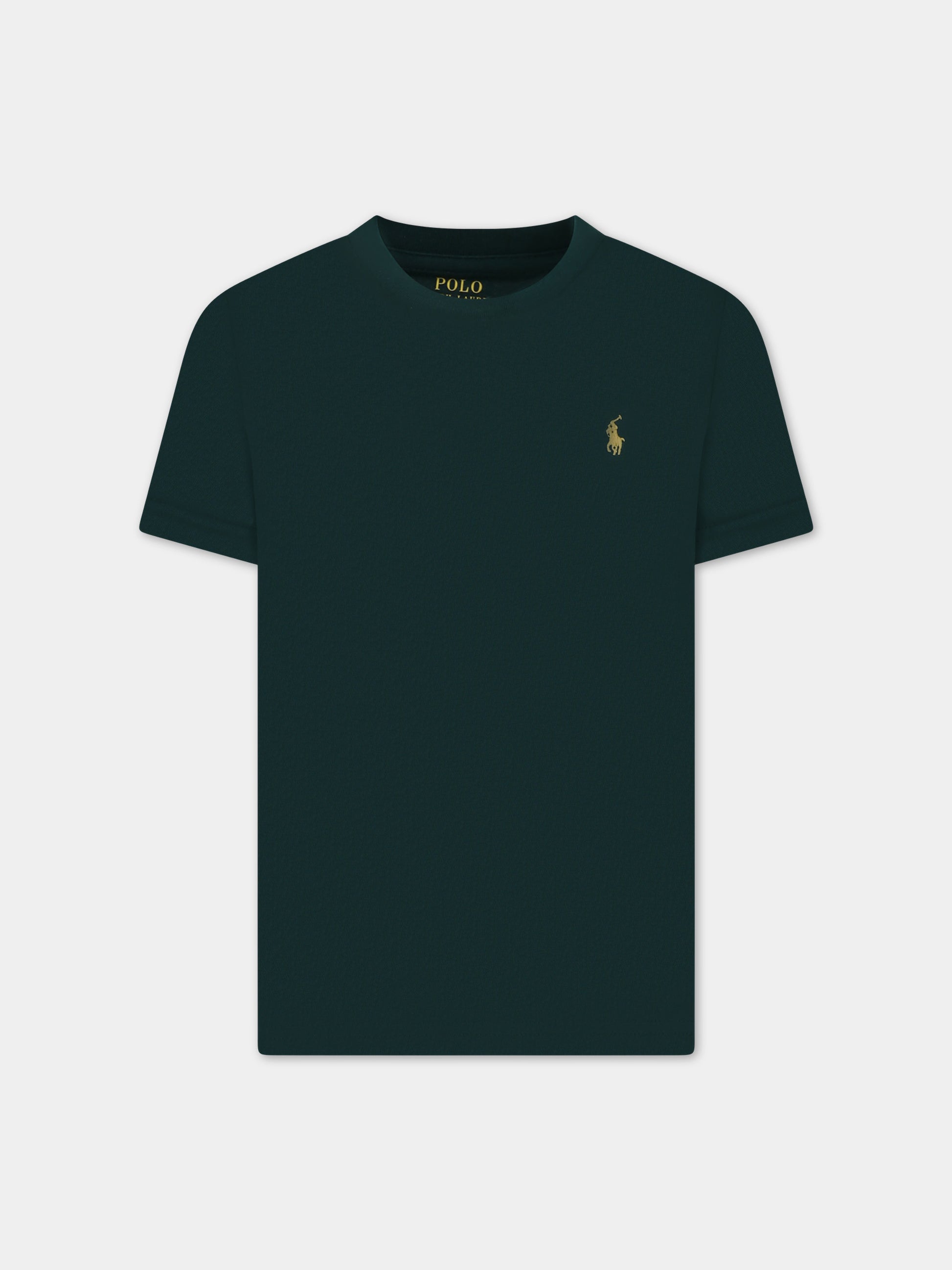 T-shirt verde per bambino con logo,Ralph Lauren Kids,832904117/832904121