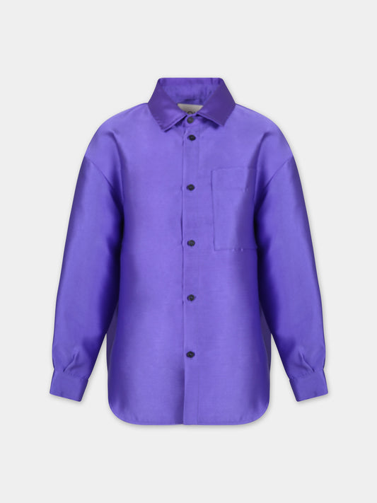 Camicia viola per bambina con logo,Douuod Kids,DT5A40 Z1687 554