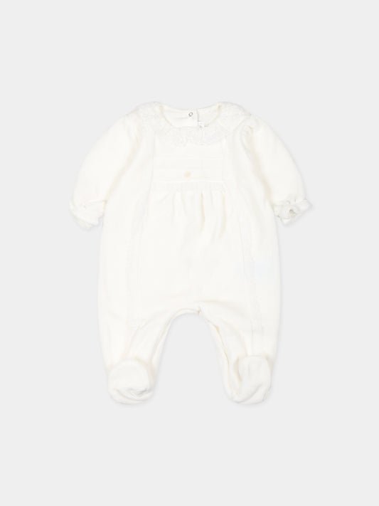 Tutina avorio per neonata con logo e ricami,Tartine Et Chocolat,TX54060-13