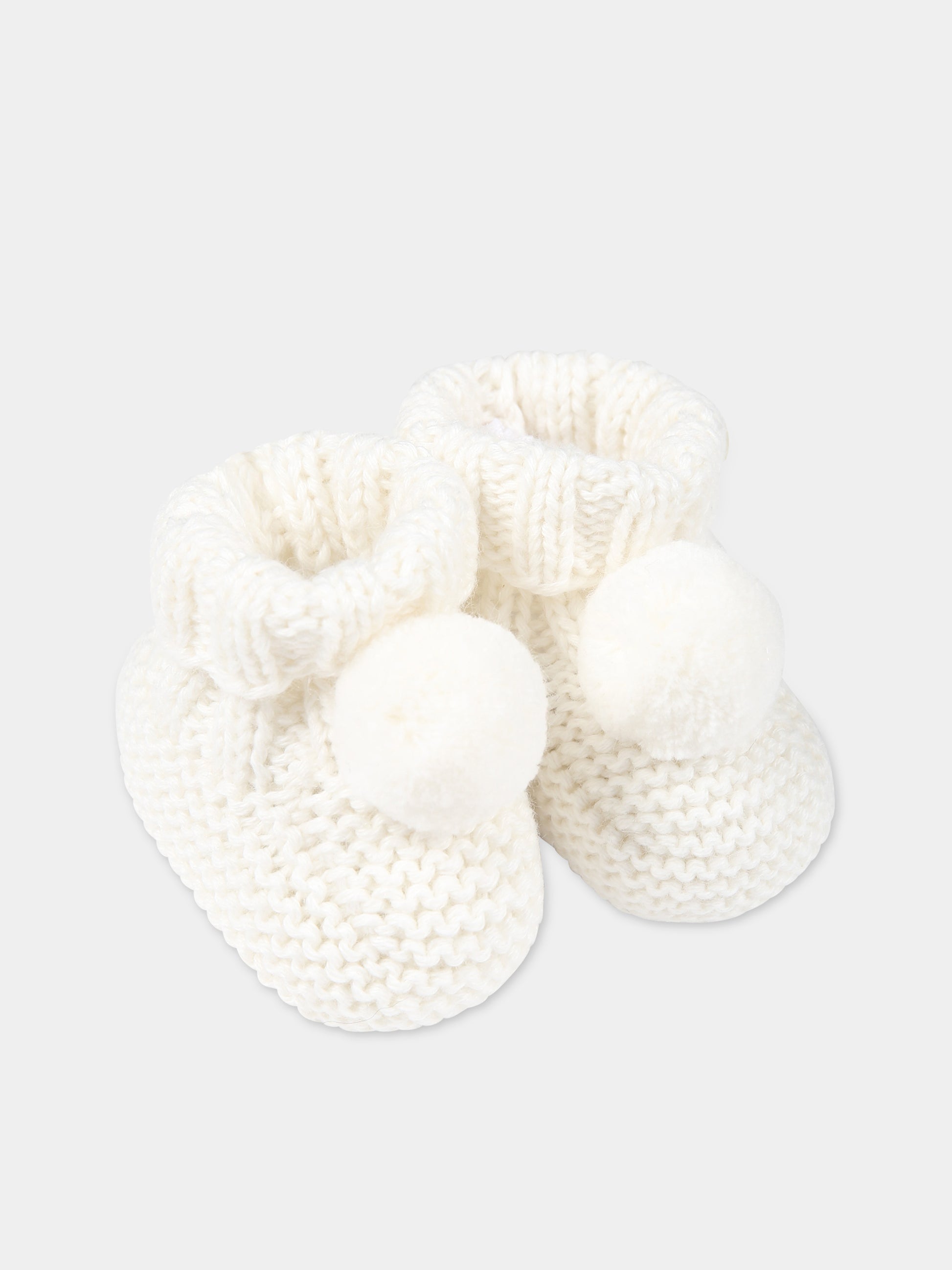 Babbucce avorio per neonati con pom pon,Tartine Et Chocolat,TX89000-13