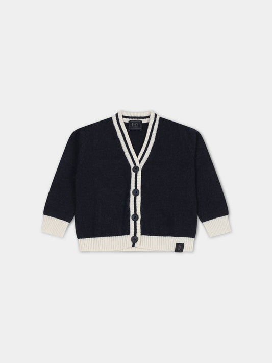 Cardigan blu per neonato con logo,Fay Kids,FT9000 W0023 635
