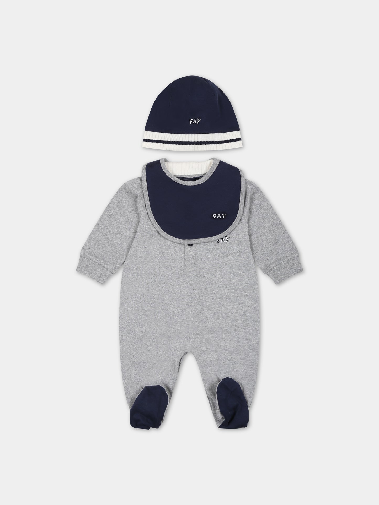 Set grigio per neonato con logo,Fay Kids,FTB510 Z0762 805BL