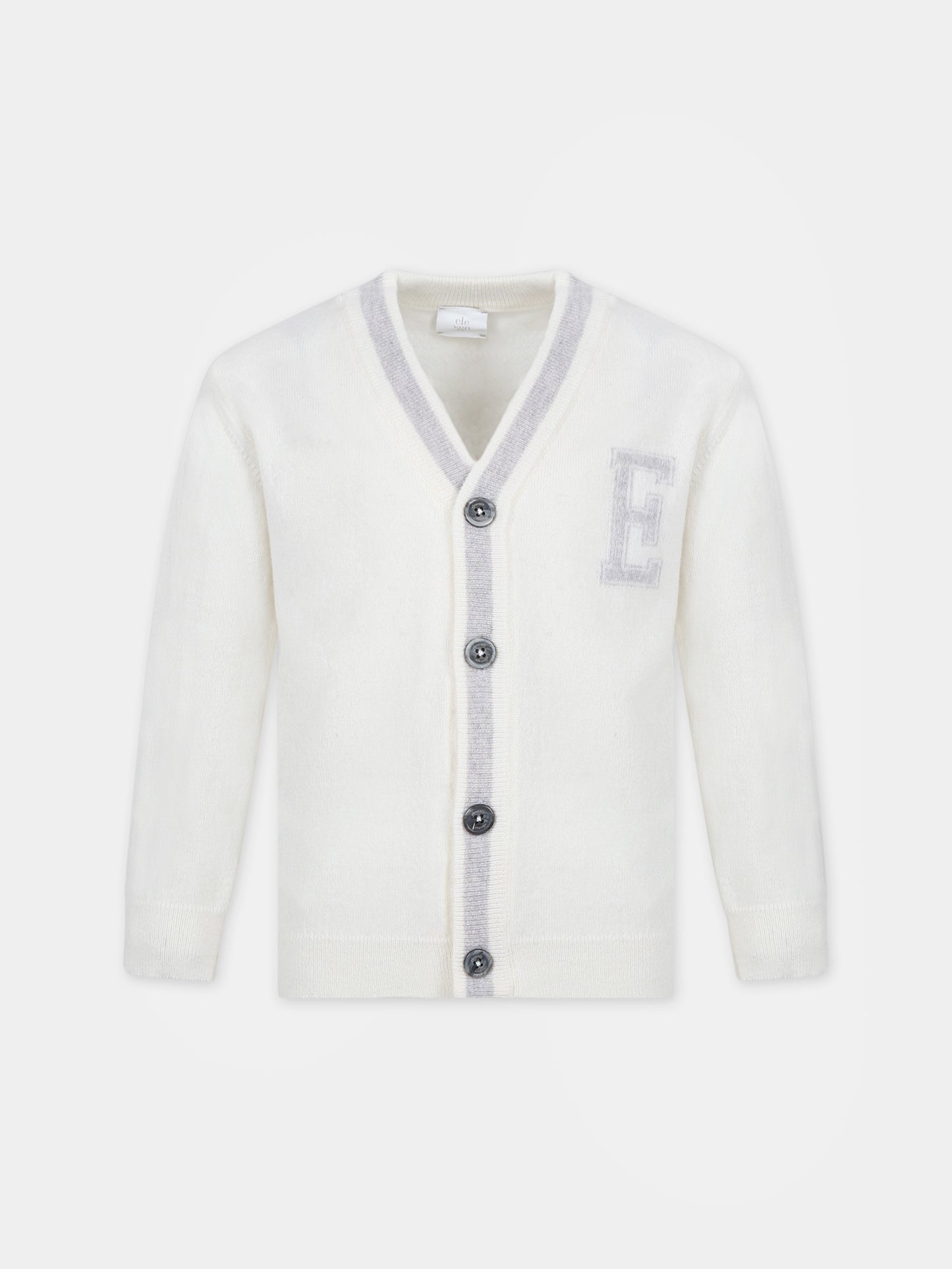 Cardigan avorio per bambino con logo,Eleventy,ET9P50 W0023 101GR