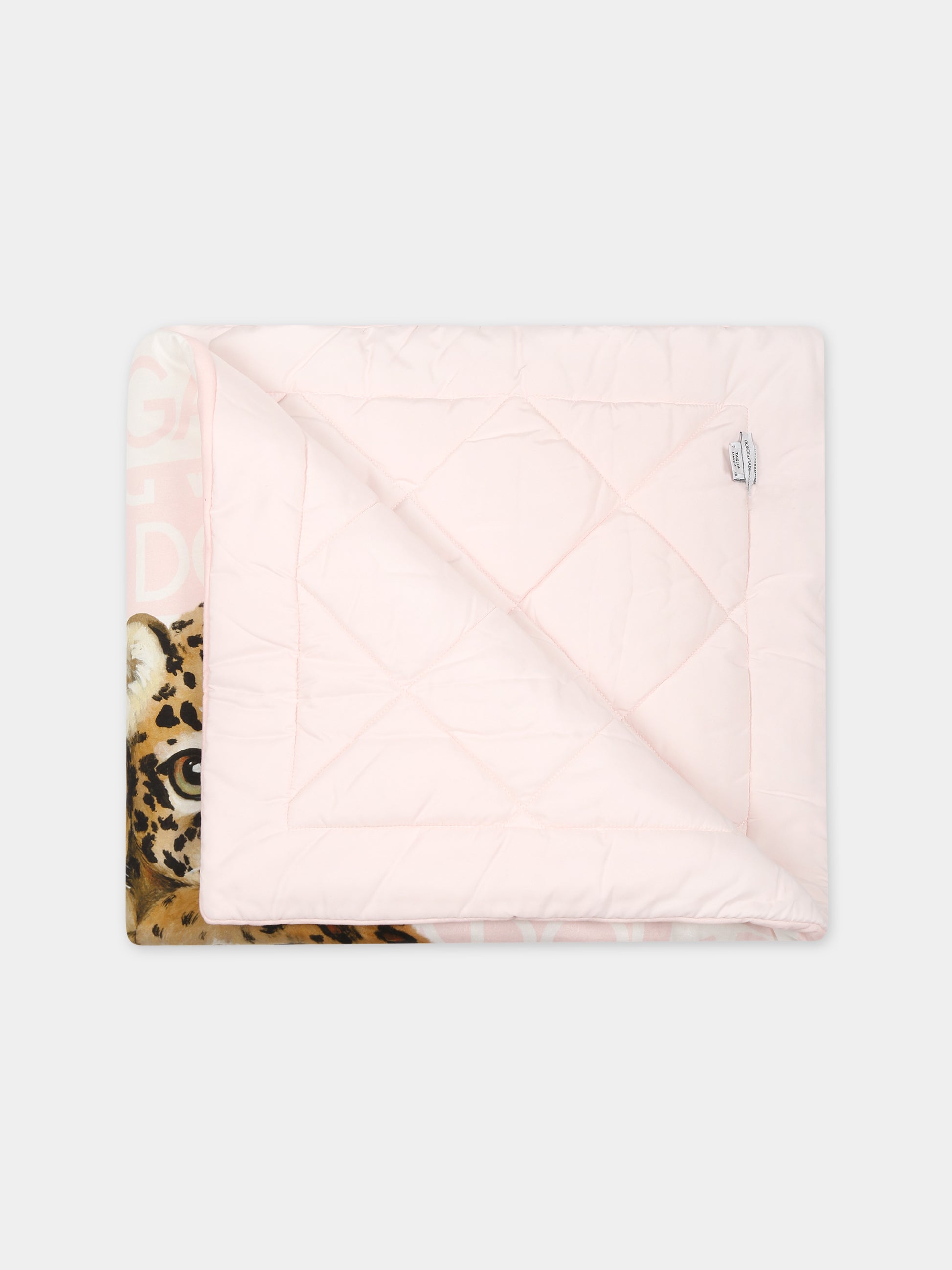 Coperta rosa per neonata con stampa leopardi e logo,Dolce & Gabbana Kids,LNJAE1 G7KR0 S9000