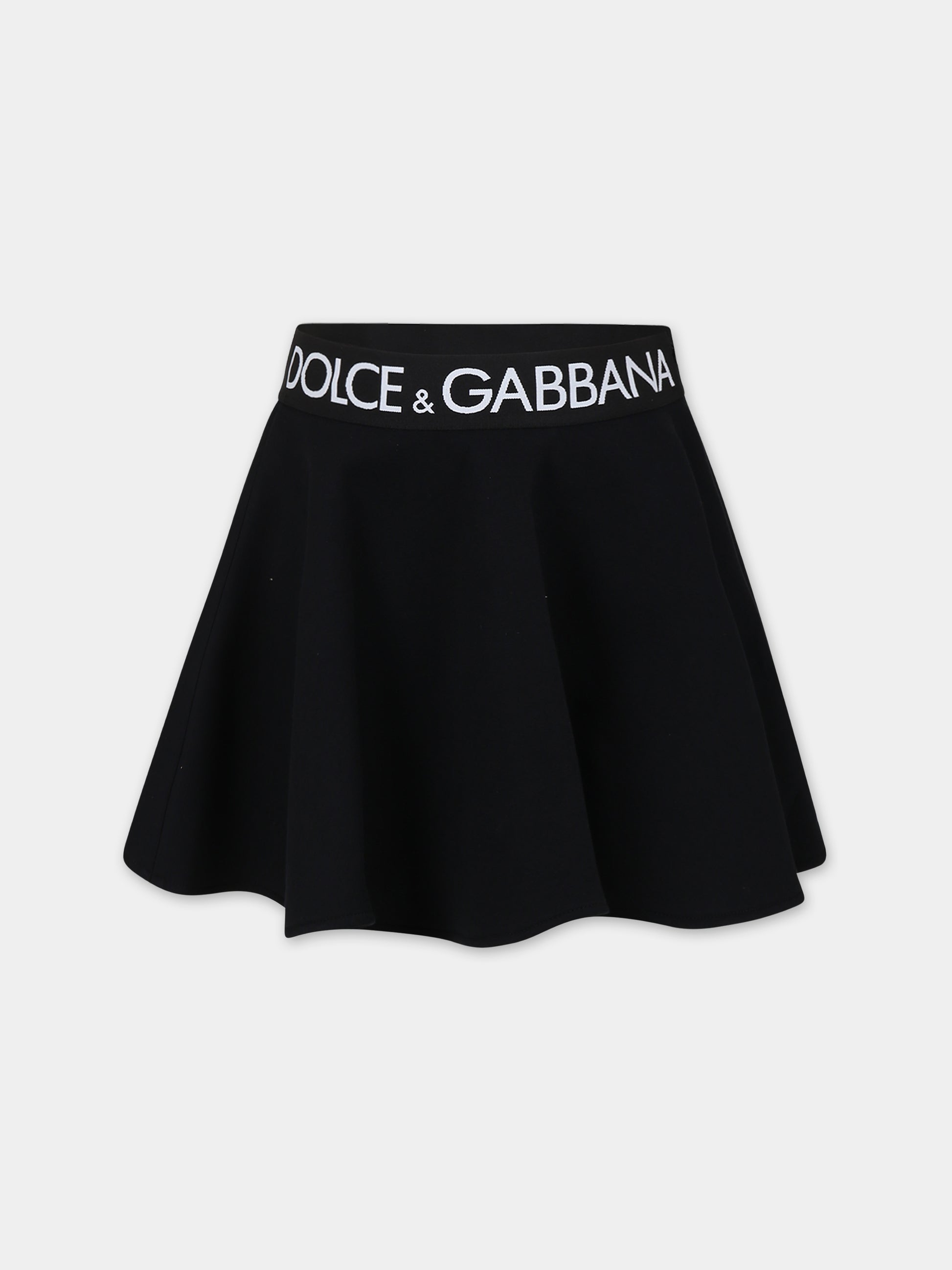 Gonna nera per bambina con logo,Dolce & Gabbana Kids,L54I67 G7KN7 N0000