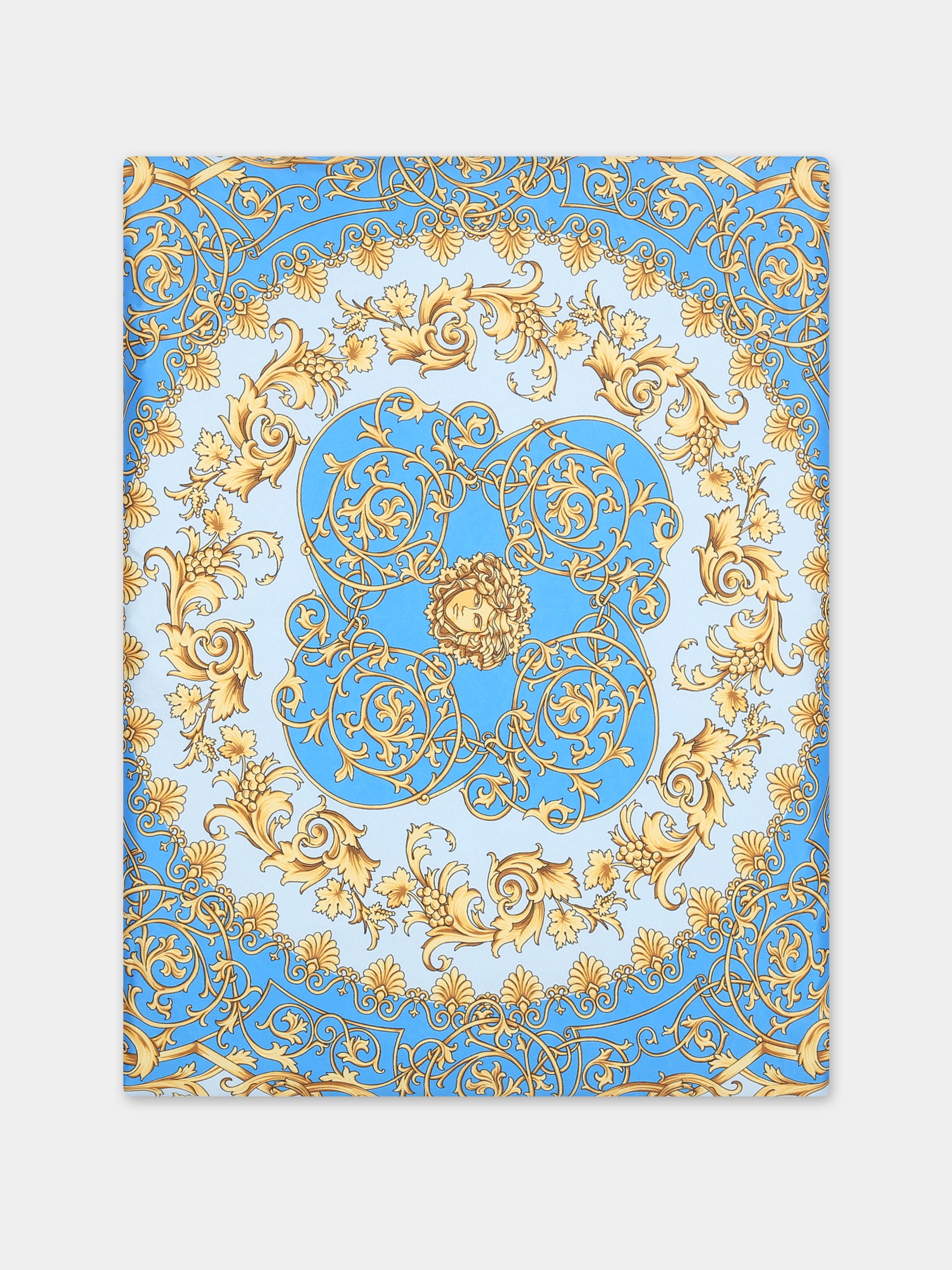 Coperta celeste per neonato con stampa barocco,Versace,1007194 1A08122 2VB50