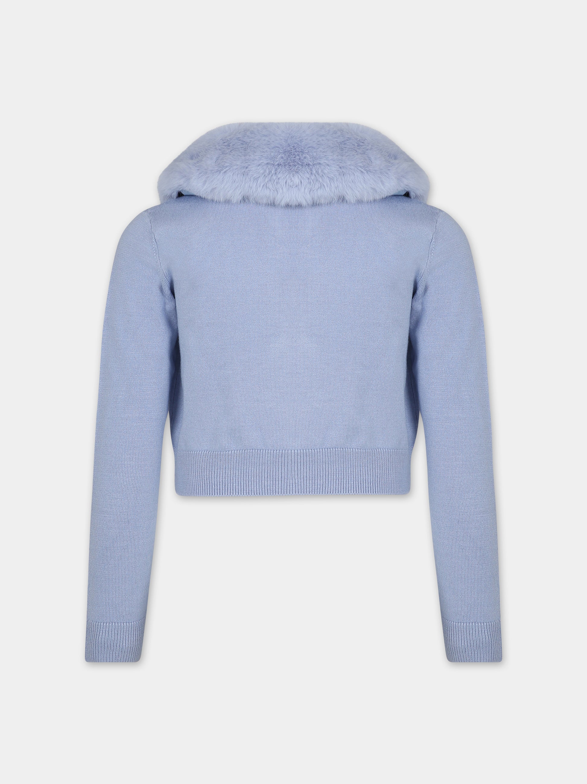 Cardigan celeste per bambina con logo,Blumarine Baby,IF3092 X0519