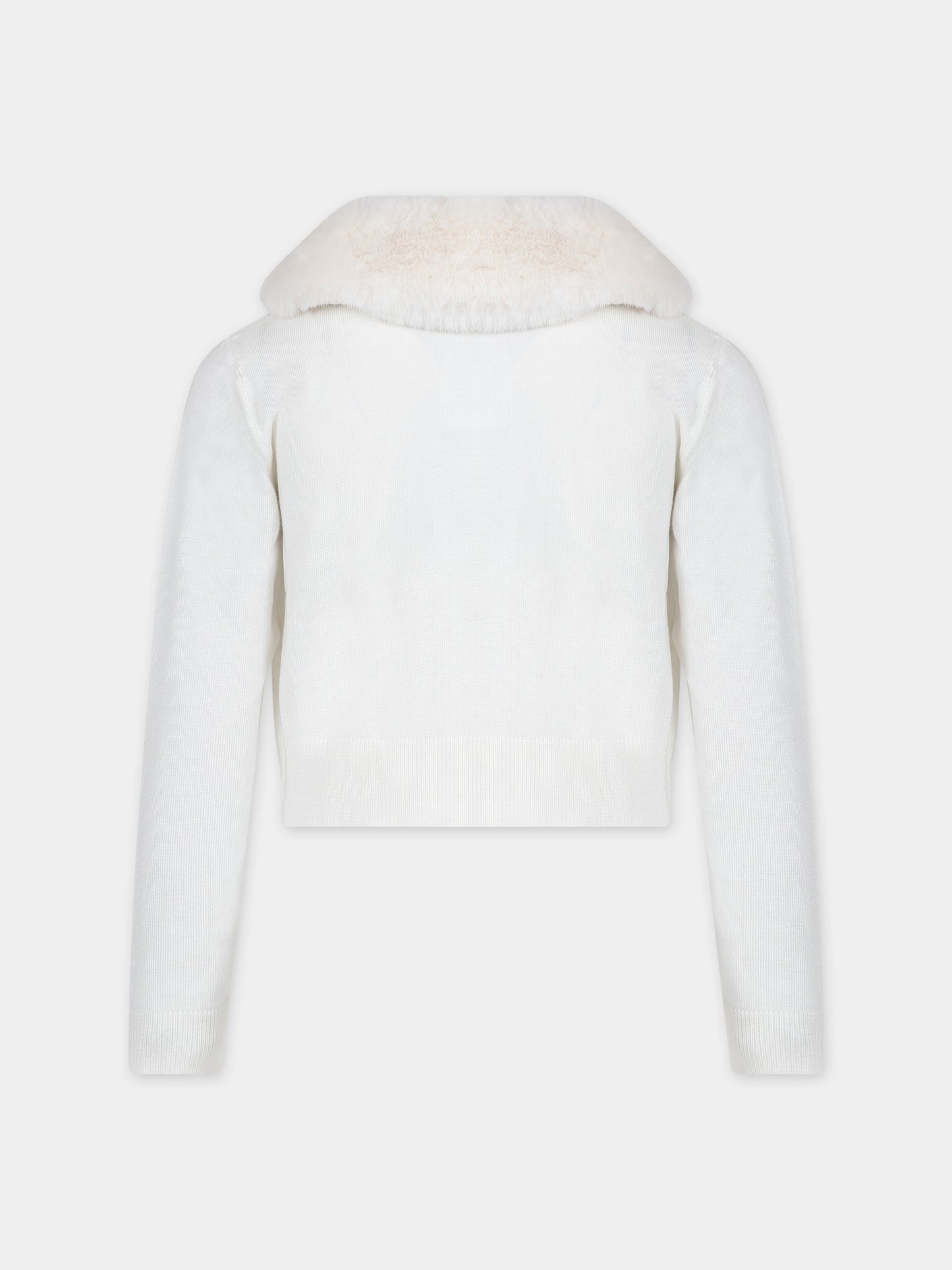 Cardigan avorio per bambina con logo,Blumarine Baby,IF3092 10602