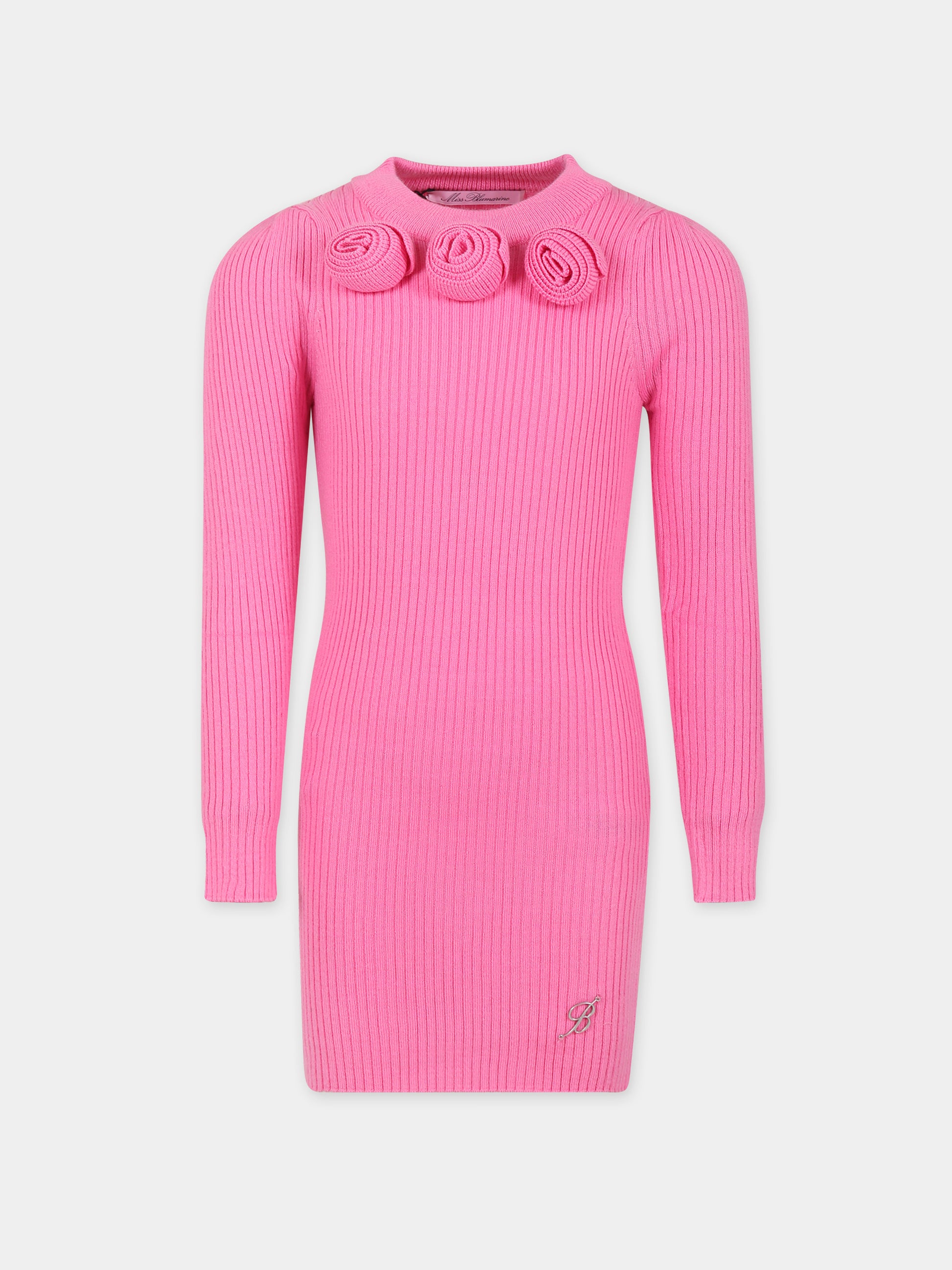 Vestito fucsia per neonata con logo,Blumarine Baby,IF3169 X0517