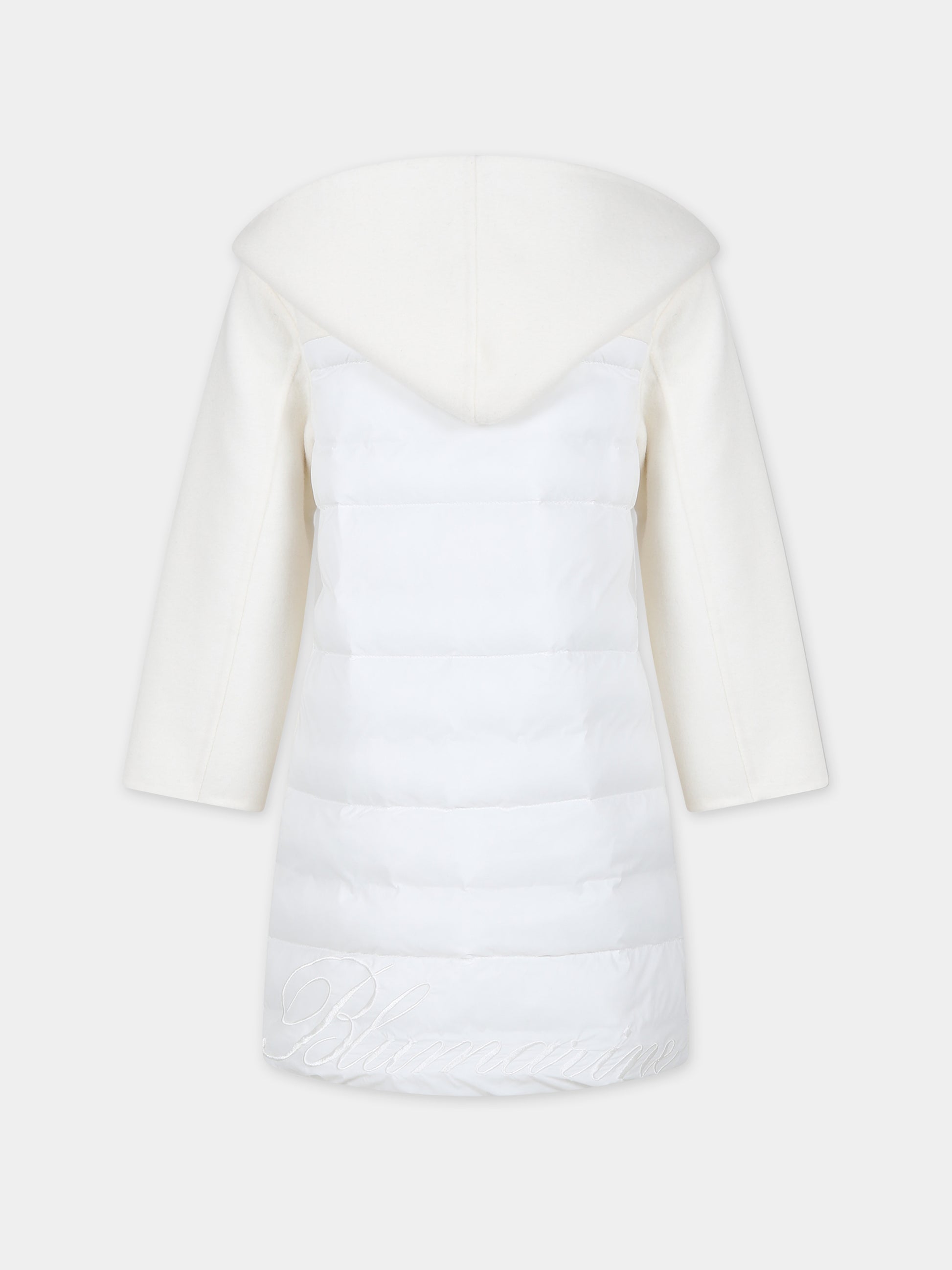 Cappotto avorio per bambina con logo,Blumarine Baby,IF3072 10602