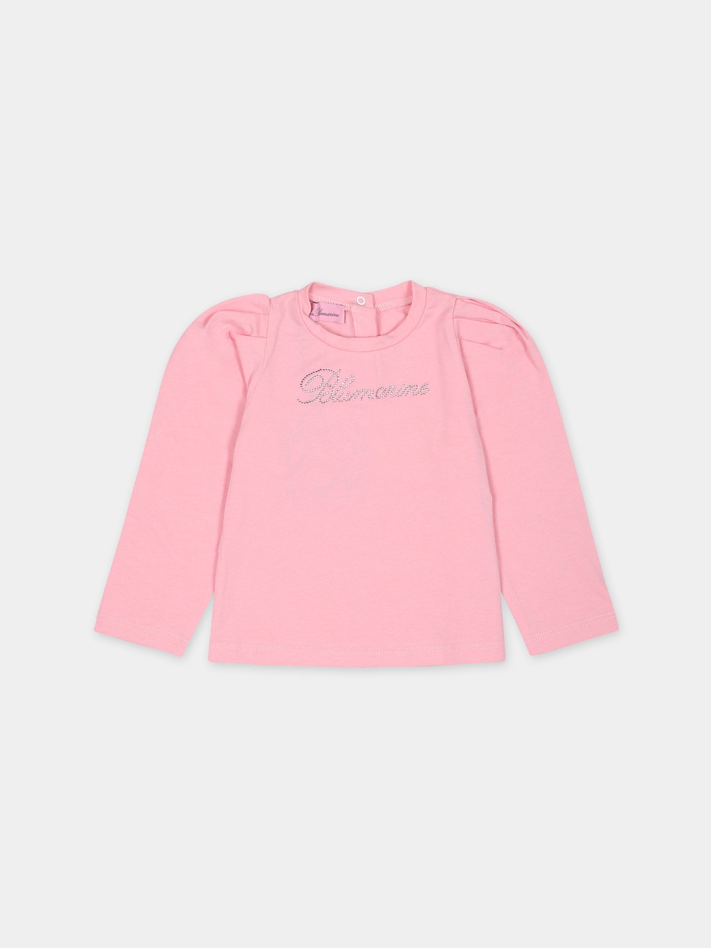 T-shirt rosa per neonata con logo,Blumarine Baby,IF3143 X0516