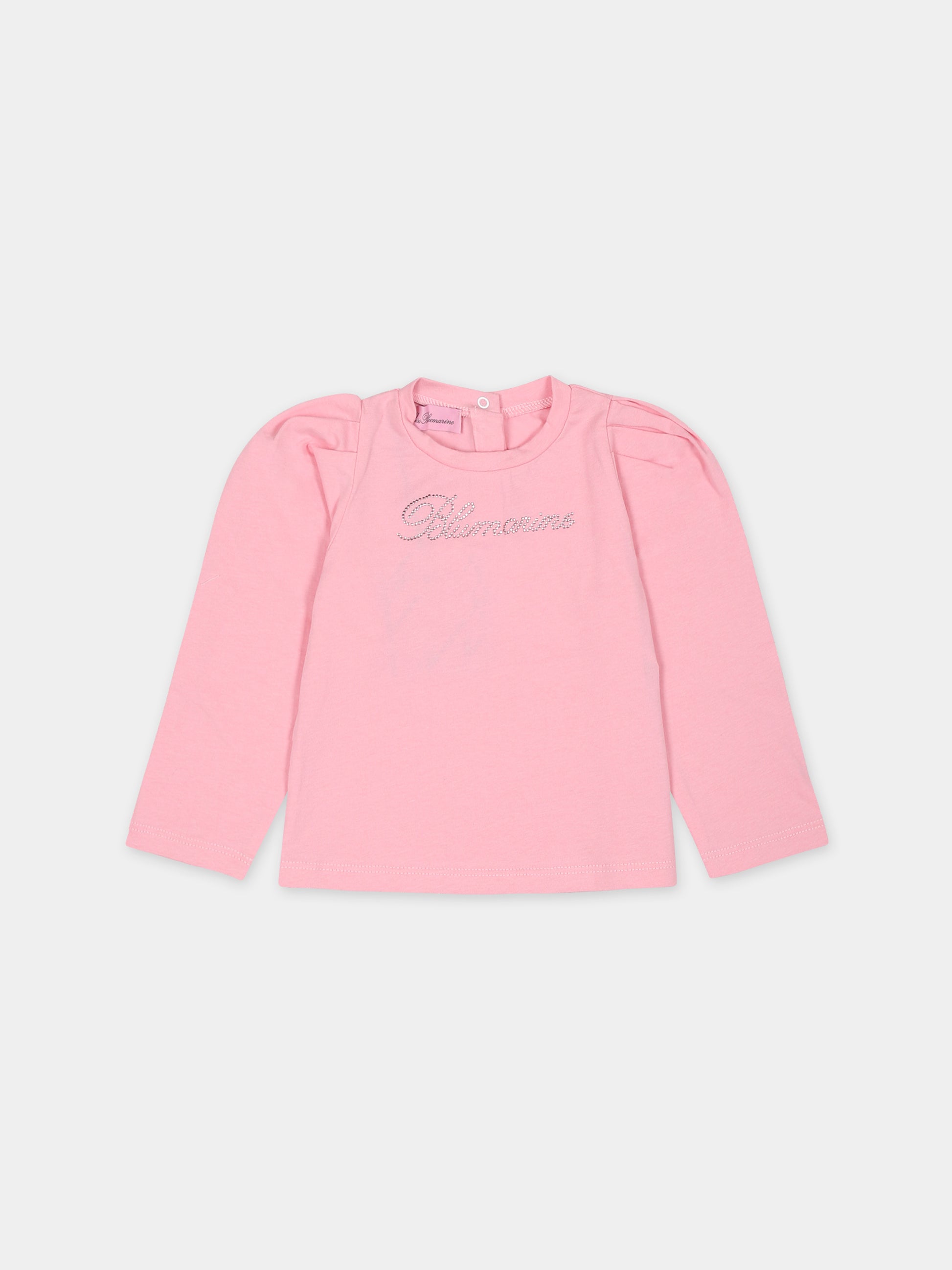 T-shirt rosa per neonata con logo,Blumarine Baby,IF3143 X0516
