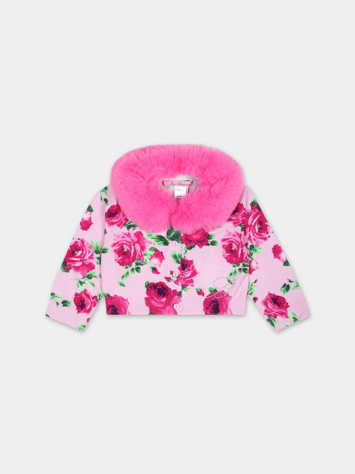 Cardigan rosa per neonata con logo,Blumarine Baby,IF3149 Q9829