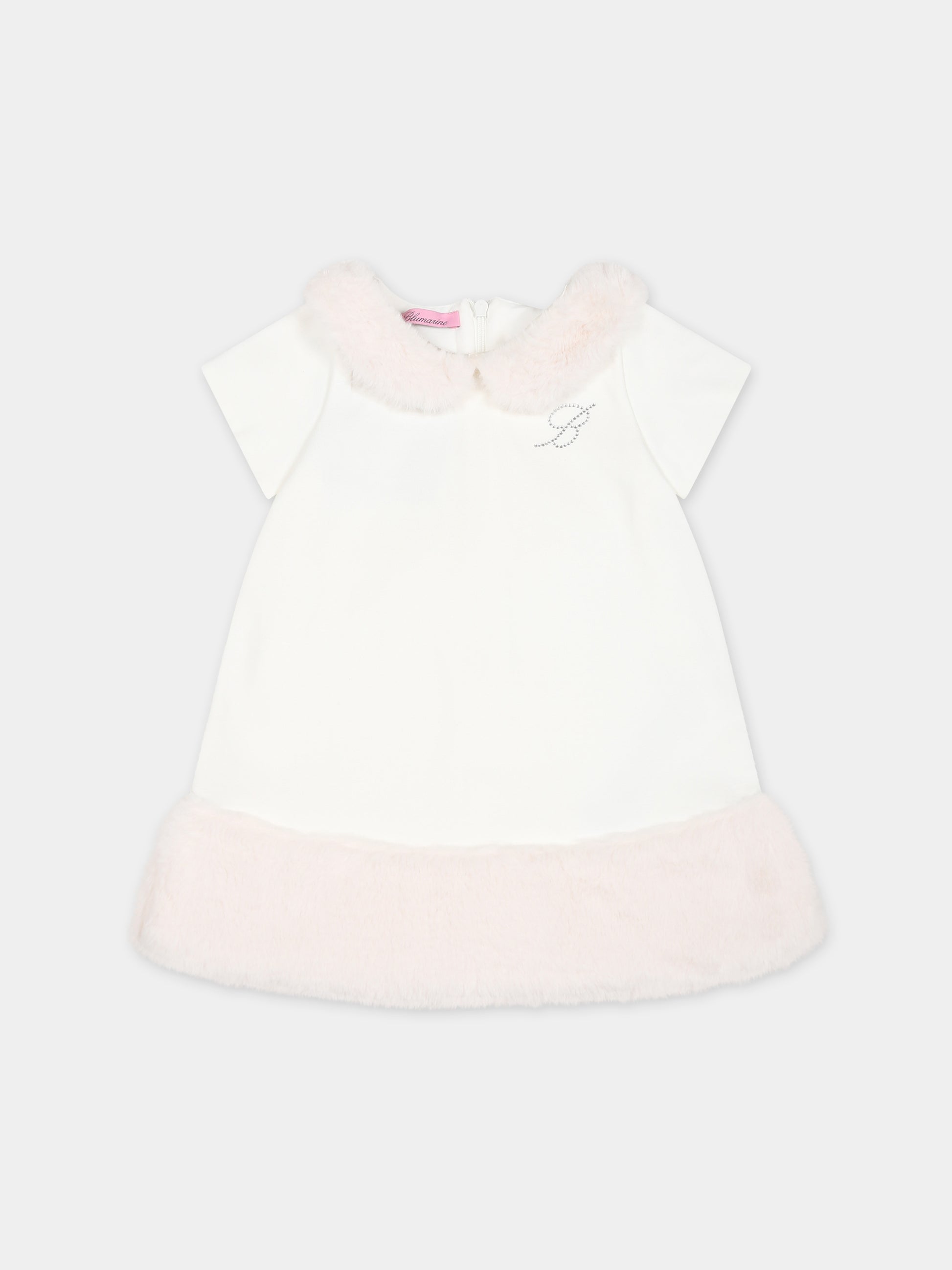 Vestito bianco per neonata con logo,Blumarine Baby,IF3108 10602