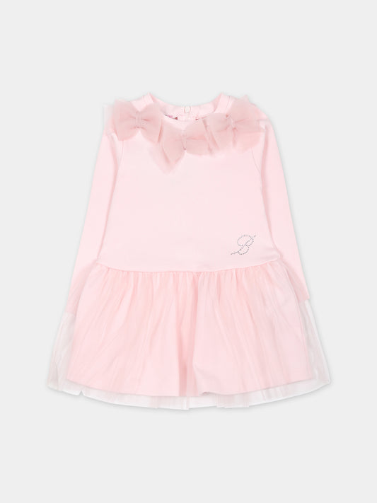 Vestito rosa per neonata con logo,Blumarine Baby,IF3136 X0515