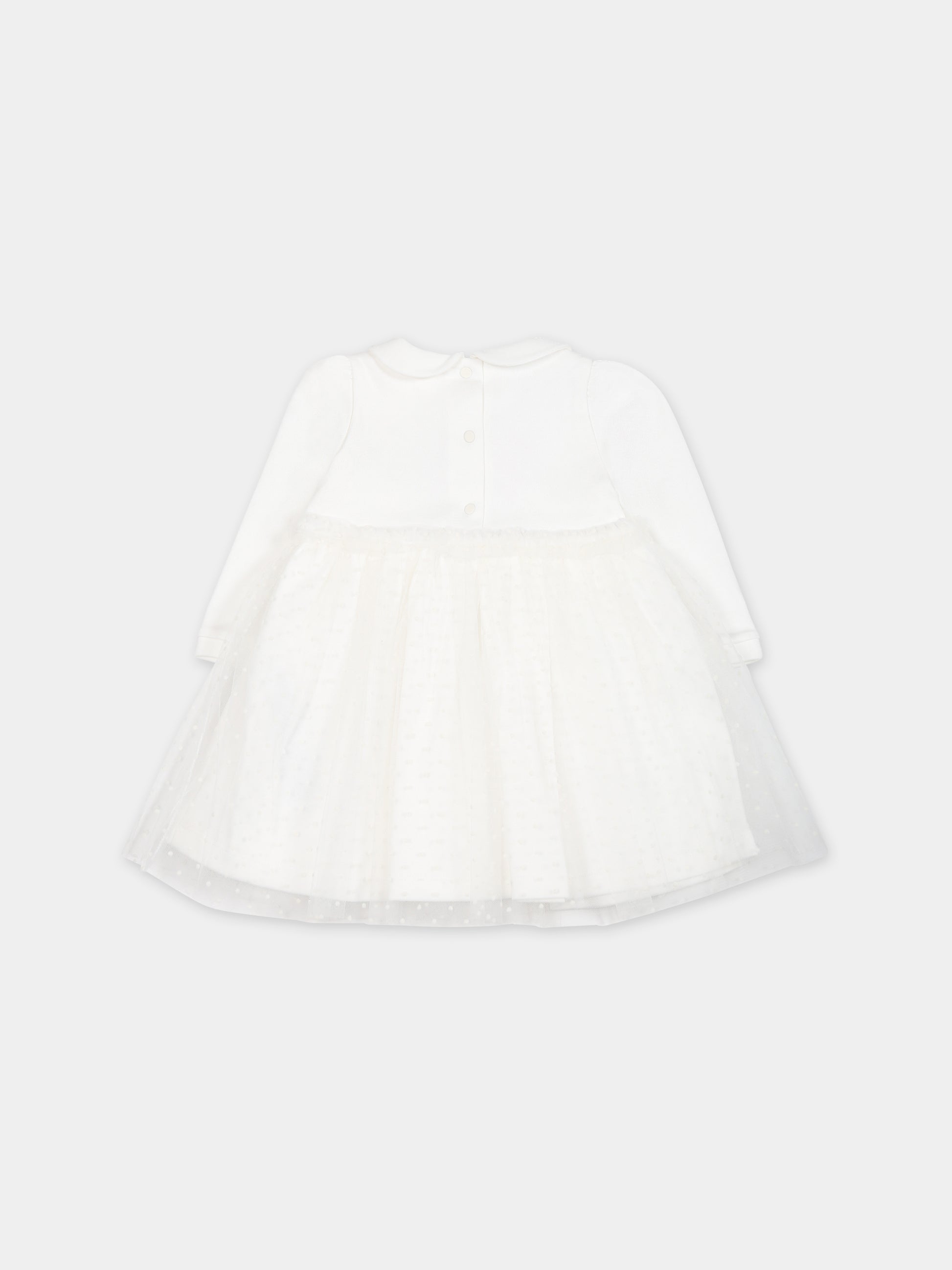 Vestito bianco per neonata con logo,Blumarine Baby,IF3110 10602