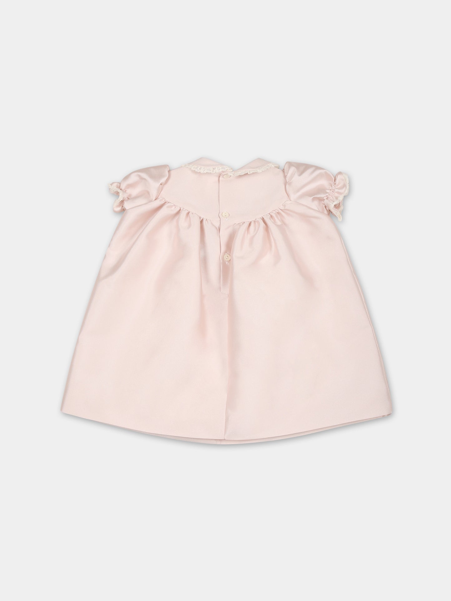 Vestito rosa per neonata con ricami,La Stupenderia,CCAB72S63