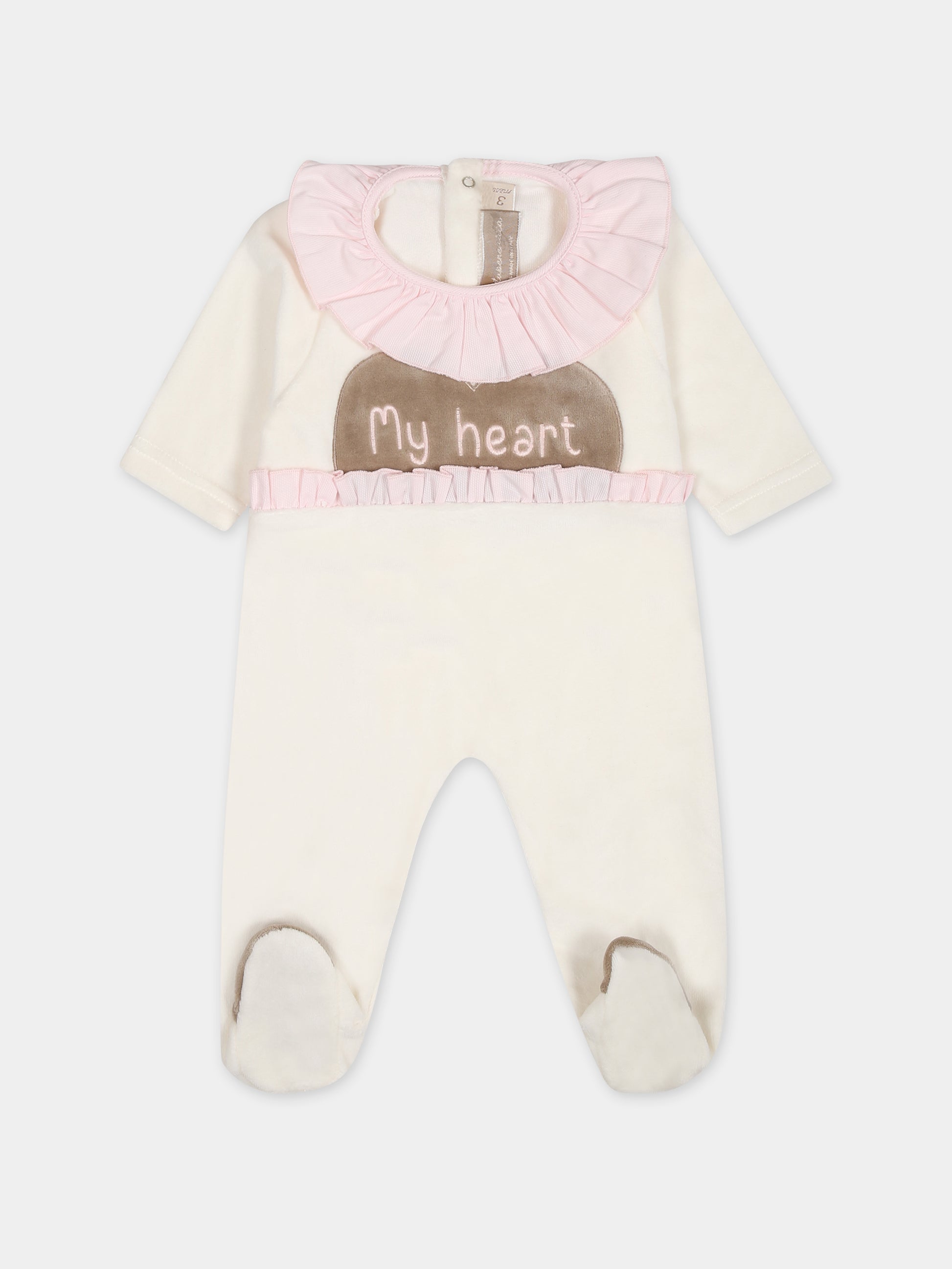 Tutina bianco per neonata con cuore,La Stupenderia,TBTT54L02