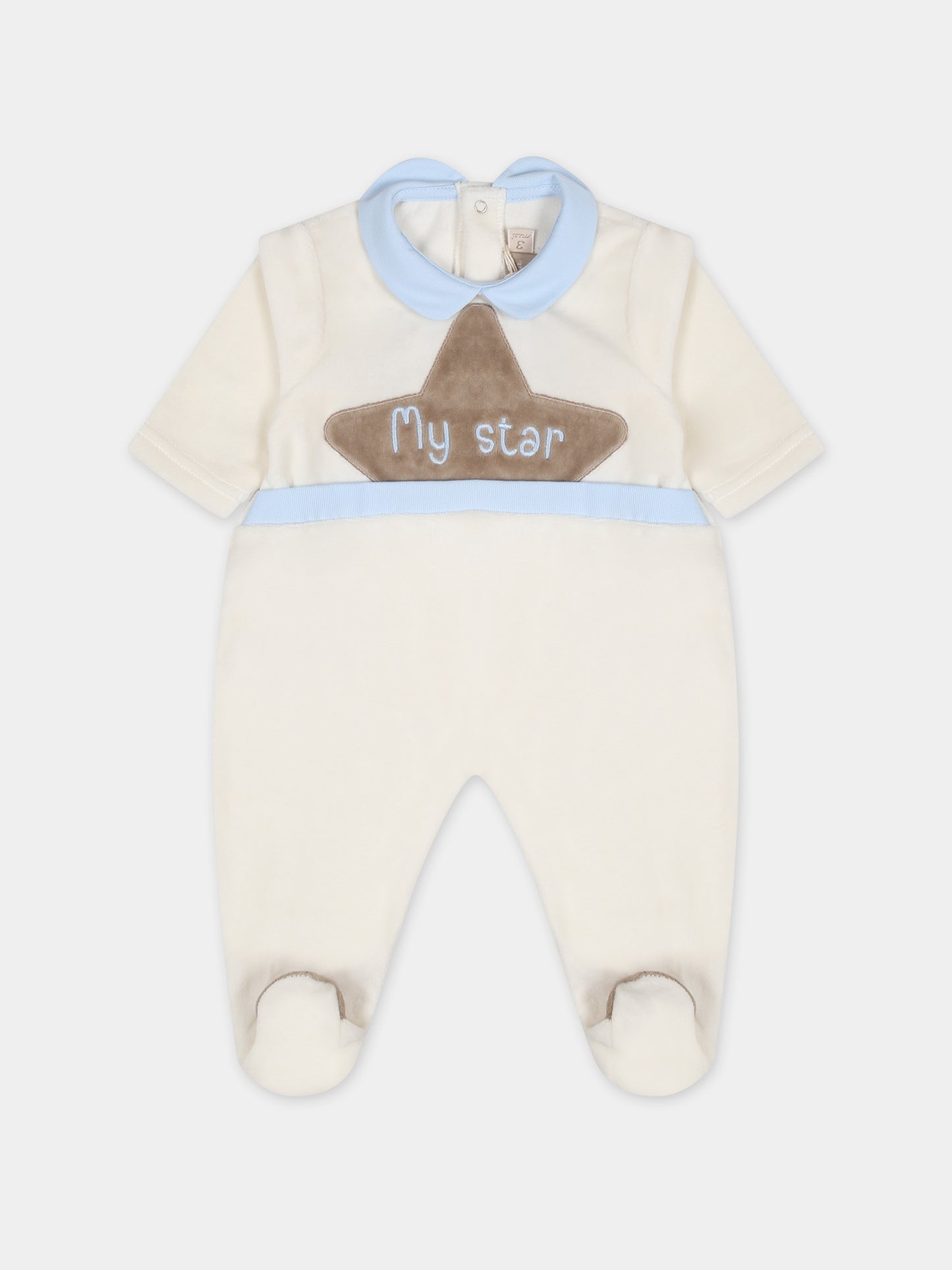 Tutina bianca per neonato con stella,La Stupenderia,TBTT53L02