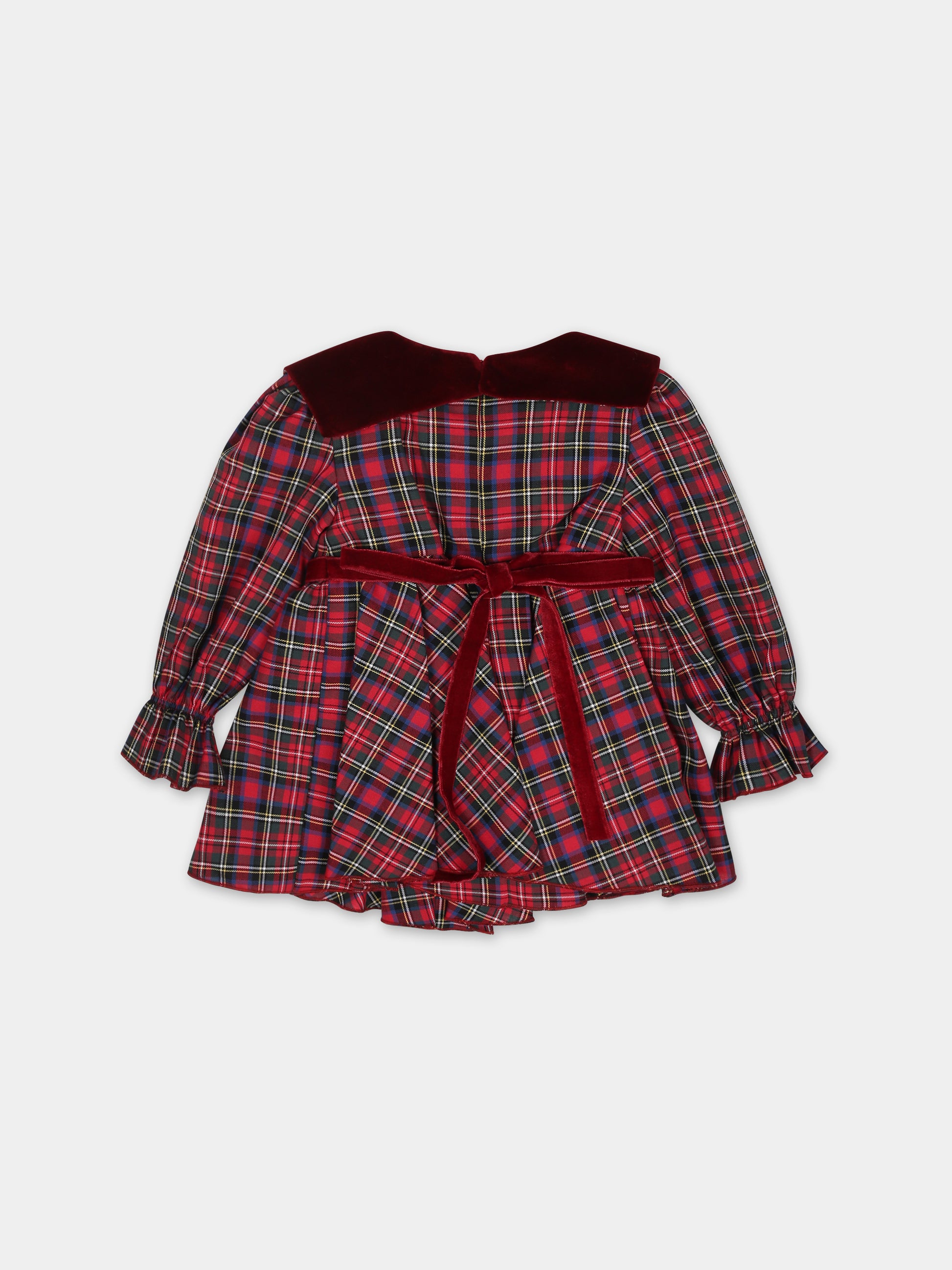 Vestito elegante rosso per neonata con motivo a quadri,La Stupenderia,TCAB66Z53