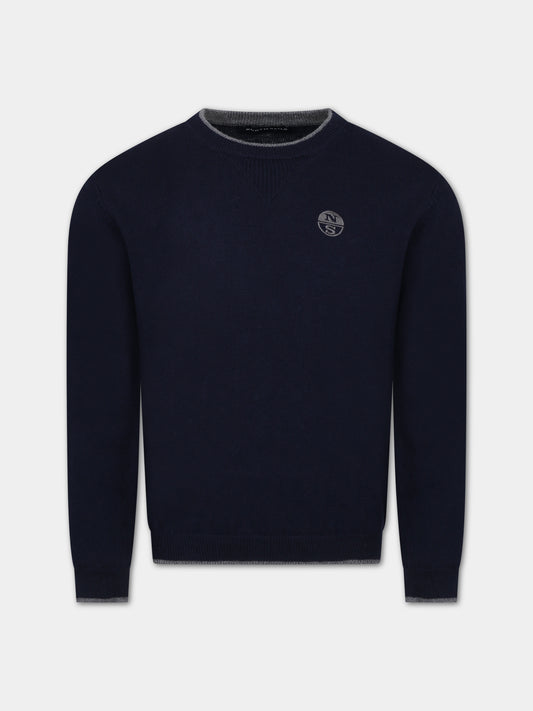 Maglione blu per bambino con logo,North Sails,796170 000 0802