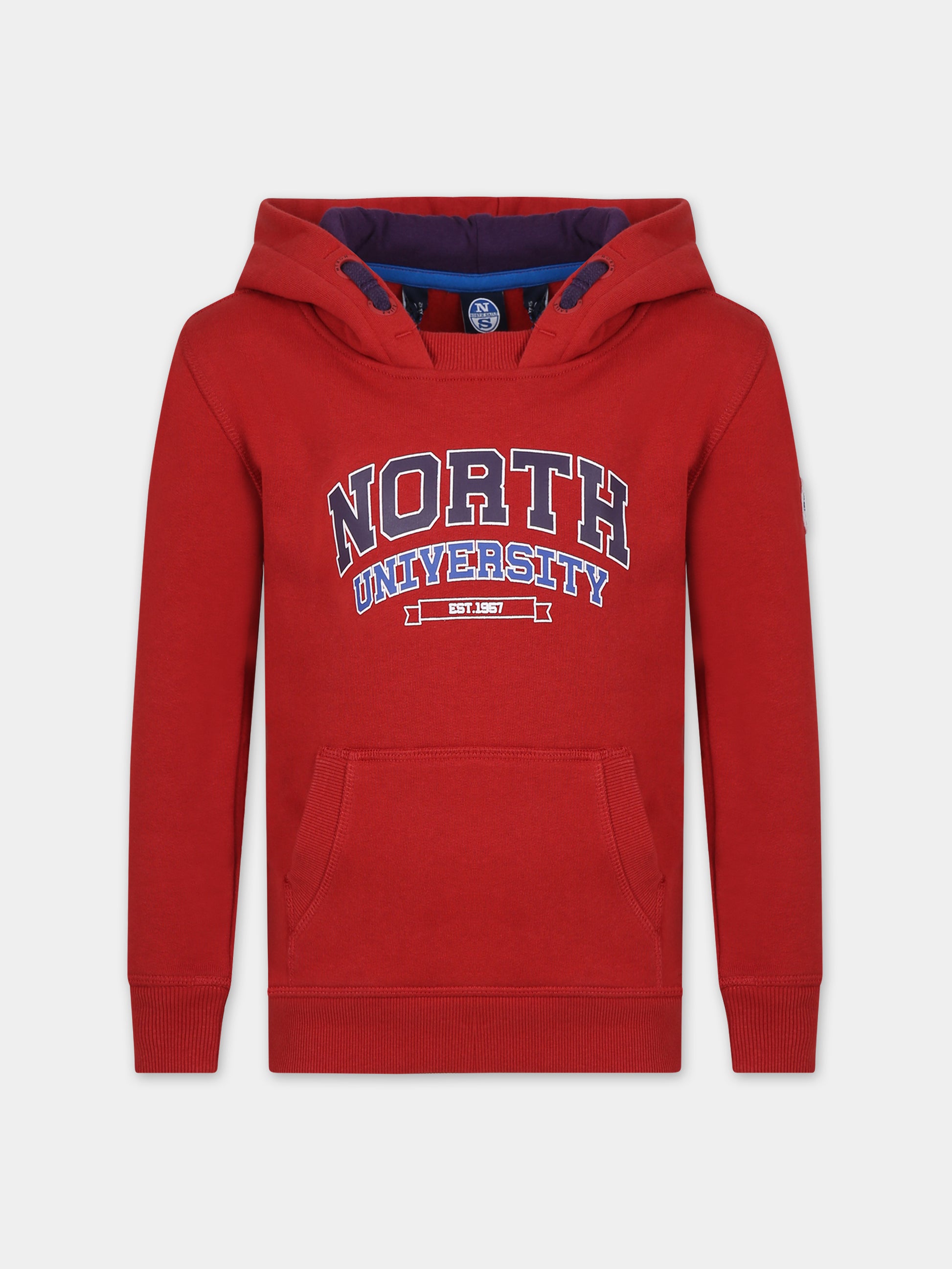 Felpa rossa per bambino con logo,North Sails,794430 000 0237