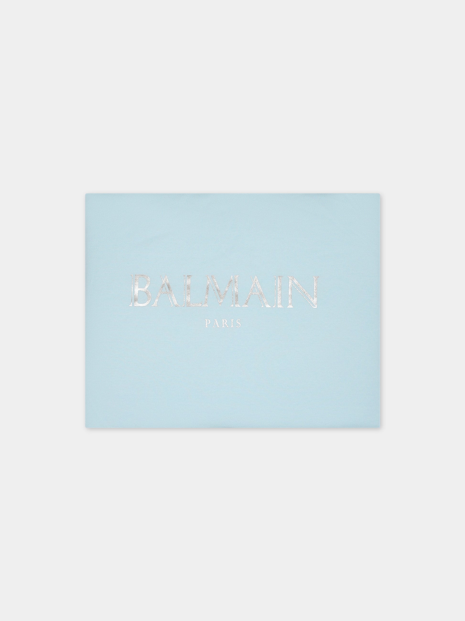 Coperta celeste per neonato con logo,Balmain Kids,BT0660 Z1769 639