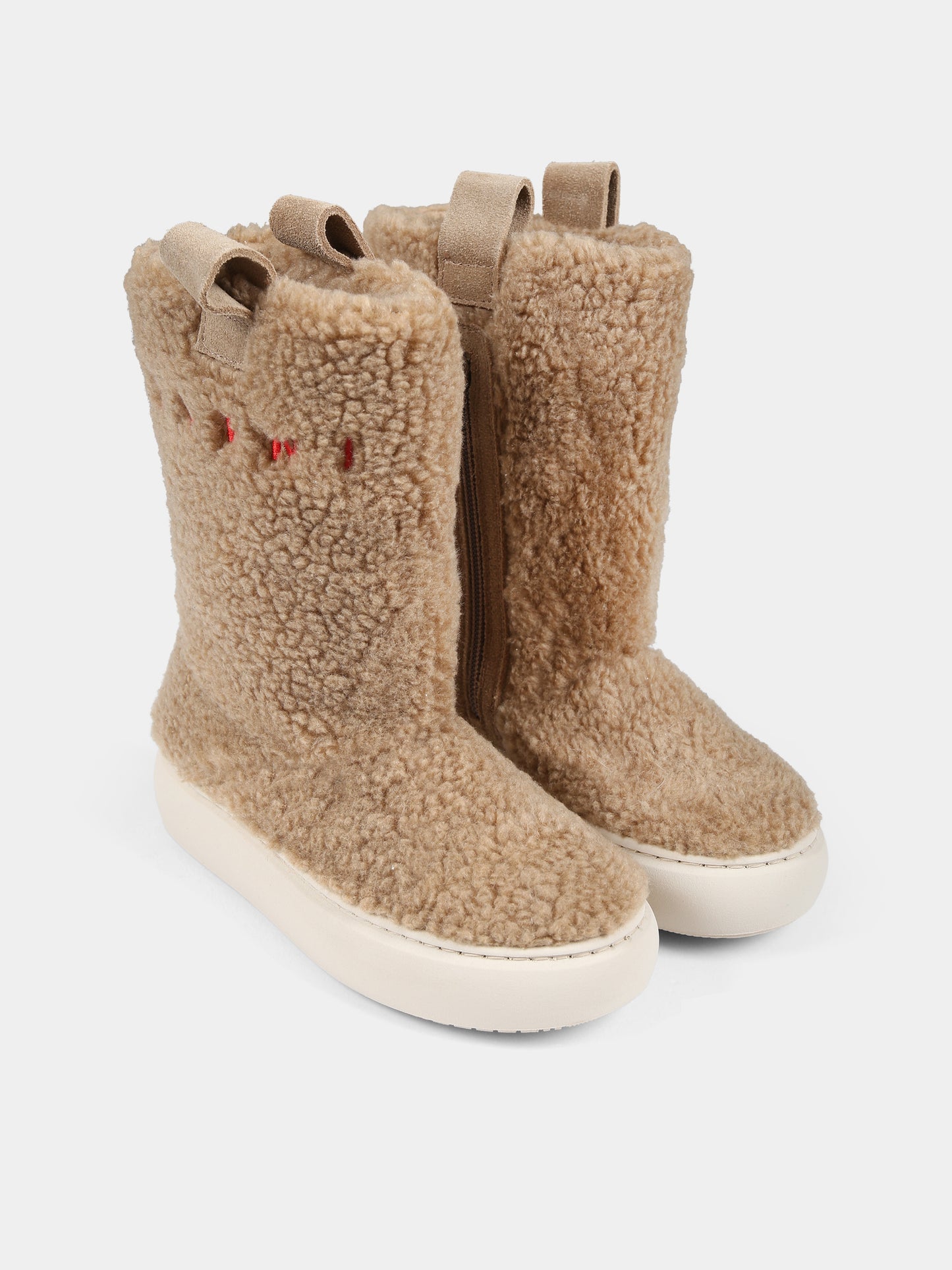 Stivali beige per bambini con logo,Marni Kids,75340 2