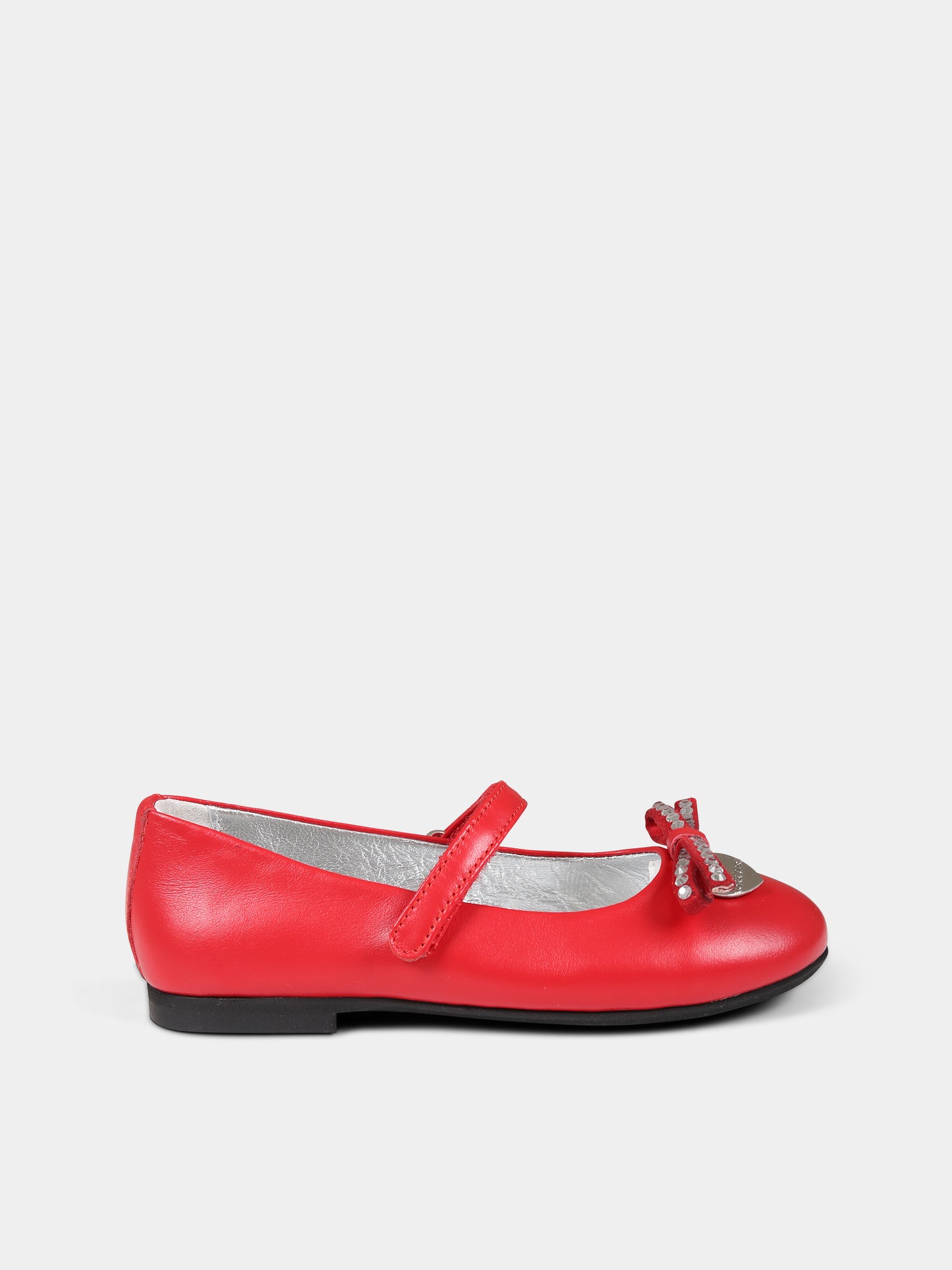 Ballerine rosse per bambina con fiocco,Monnalisa,87B013 2705 0043