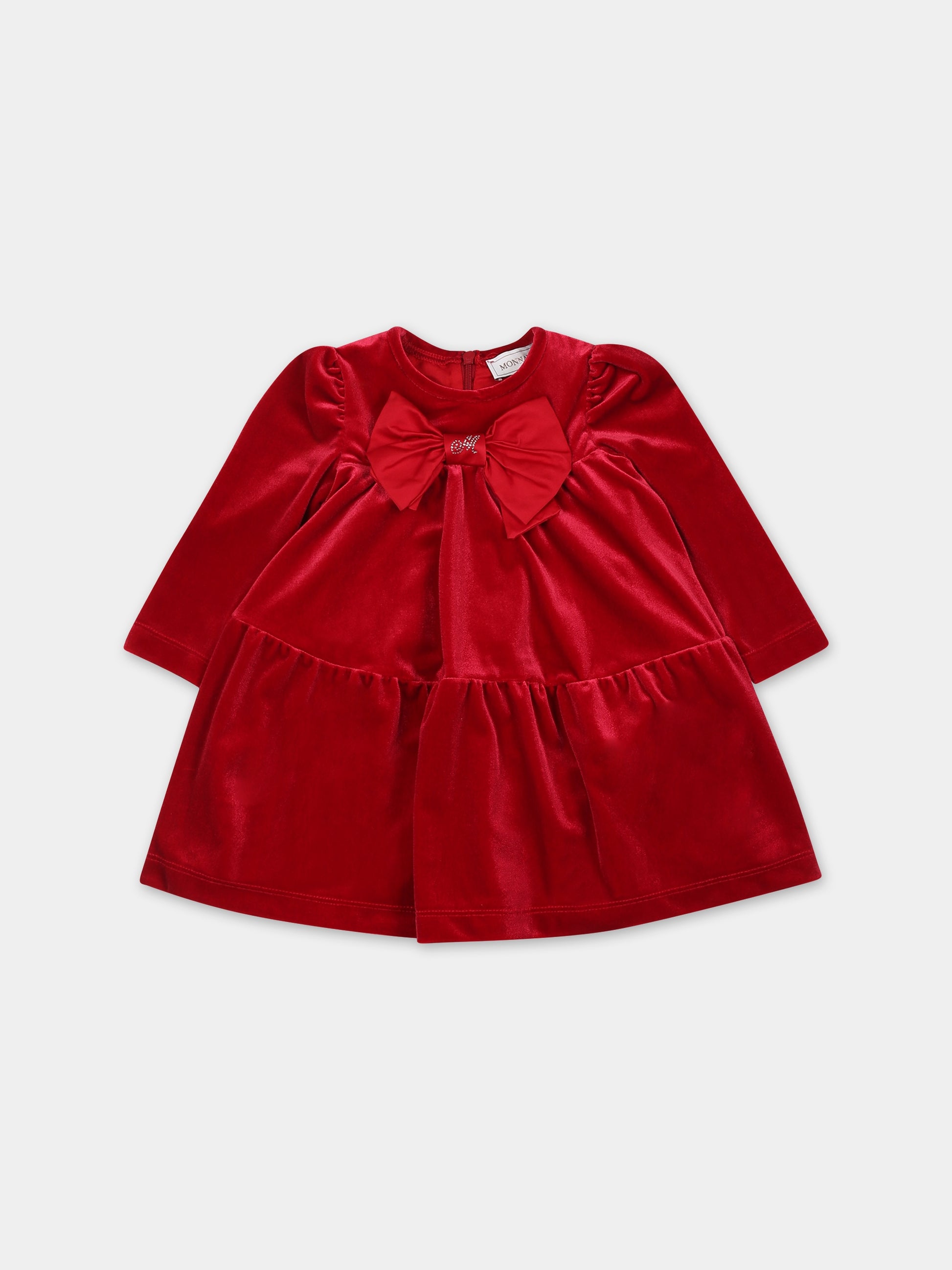 Vestito rosso per bambina con fiocco,Monnalisa,31B912 2850 0043