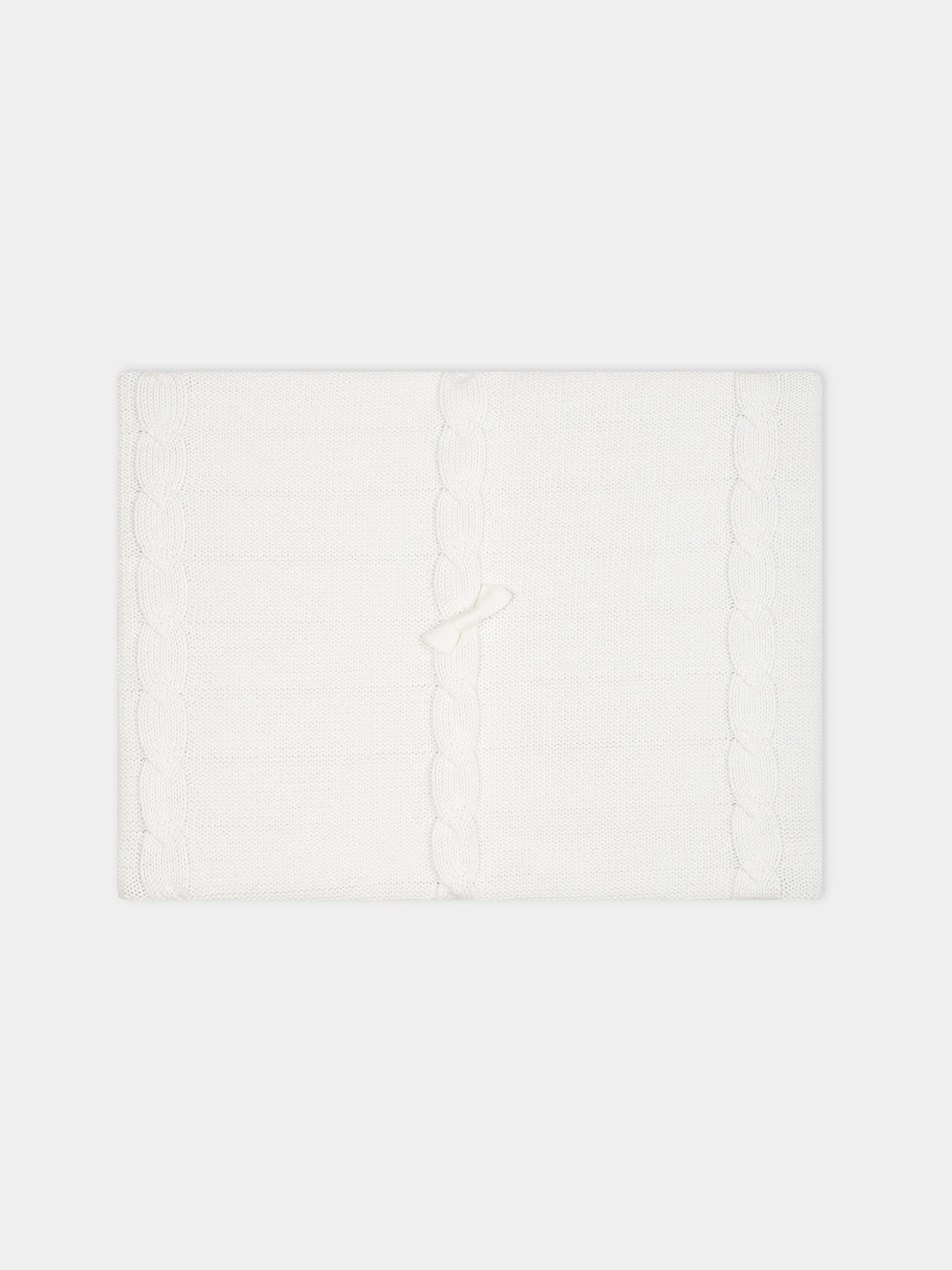Coperta bianca per neonato con fiocchi e logo,Monnalisa,35B013 2756 0143